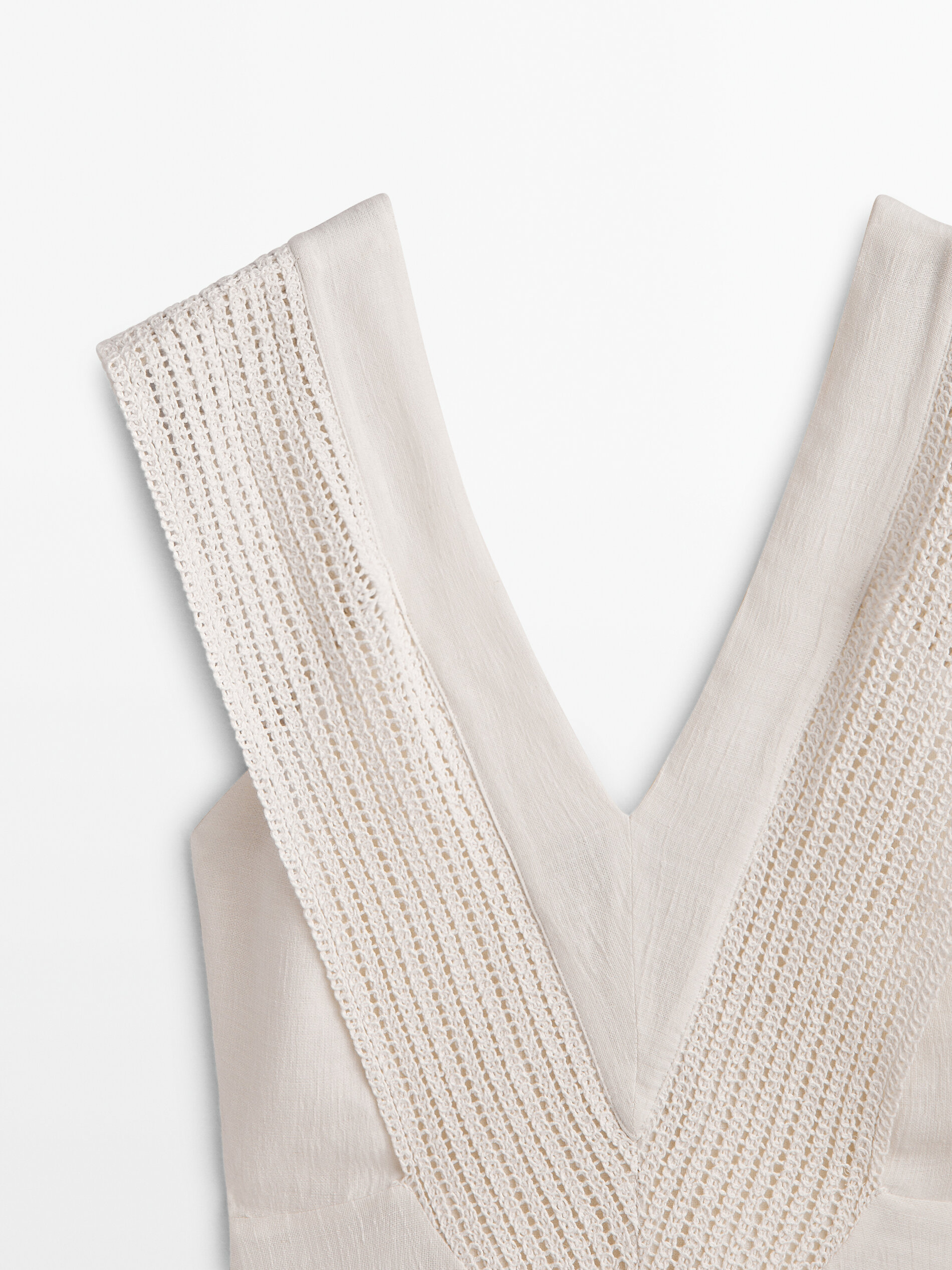 Vestido largo detalle crochet - BLANCO