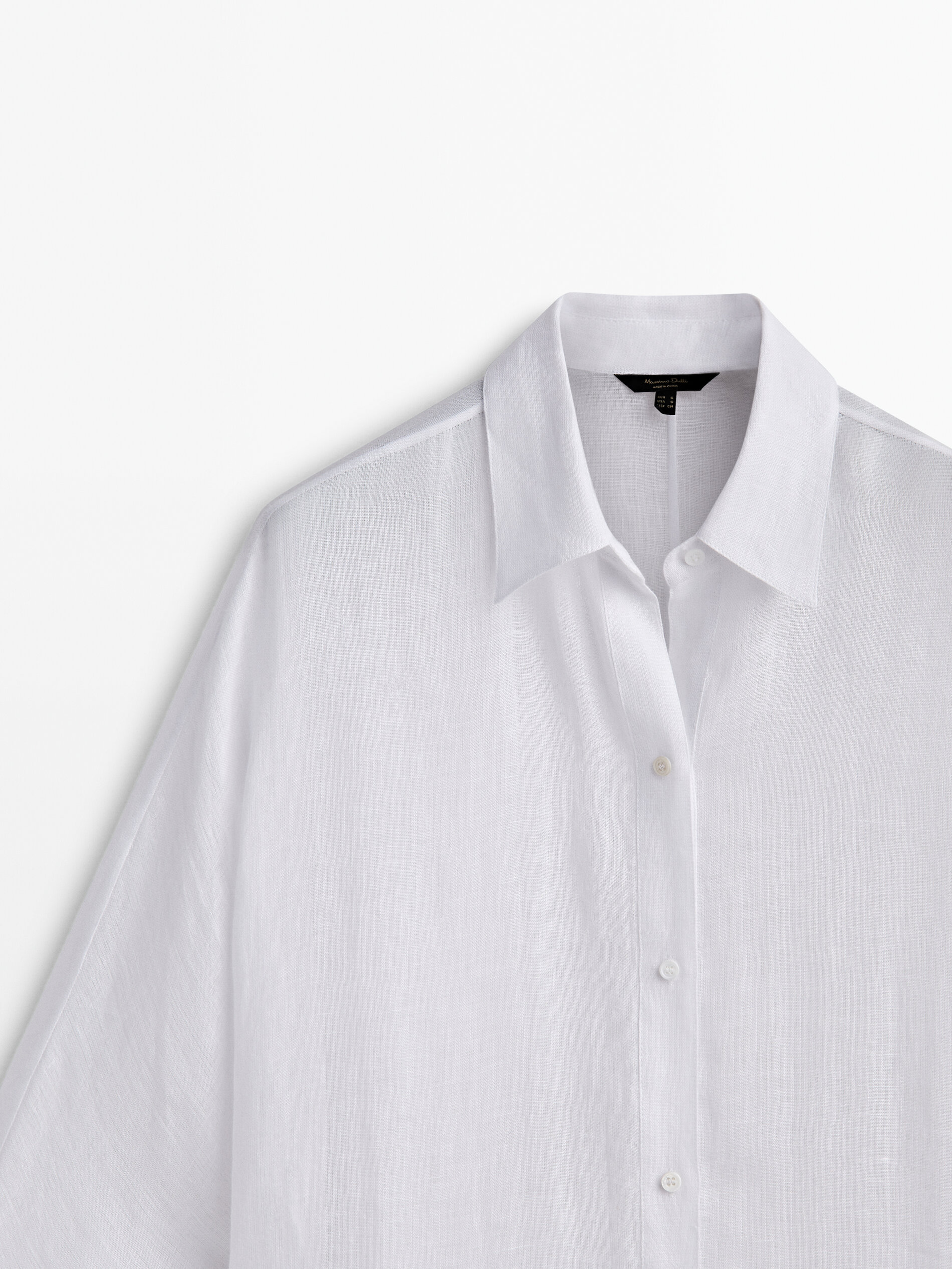 Maxi blusón camisero 100% lino - BLANCO