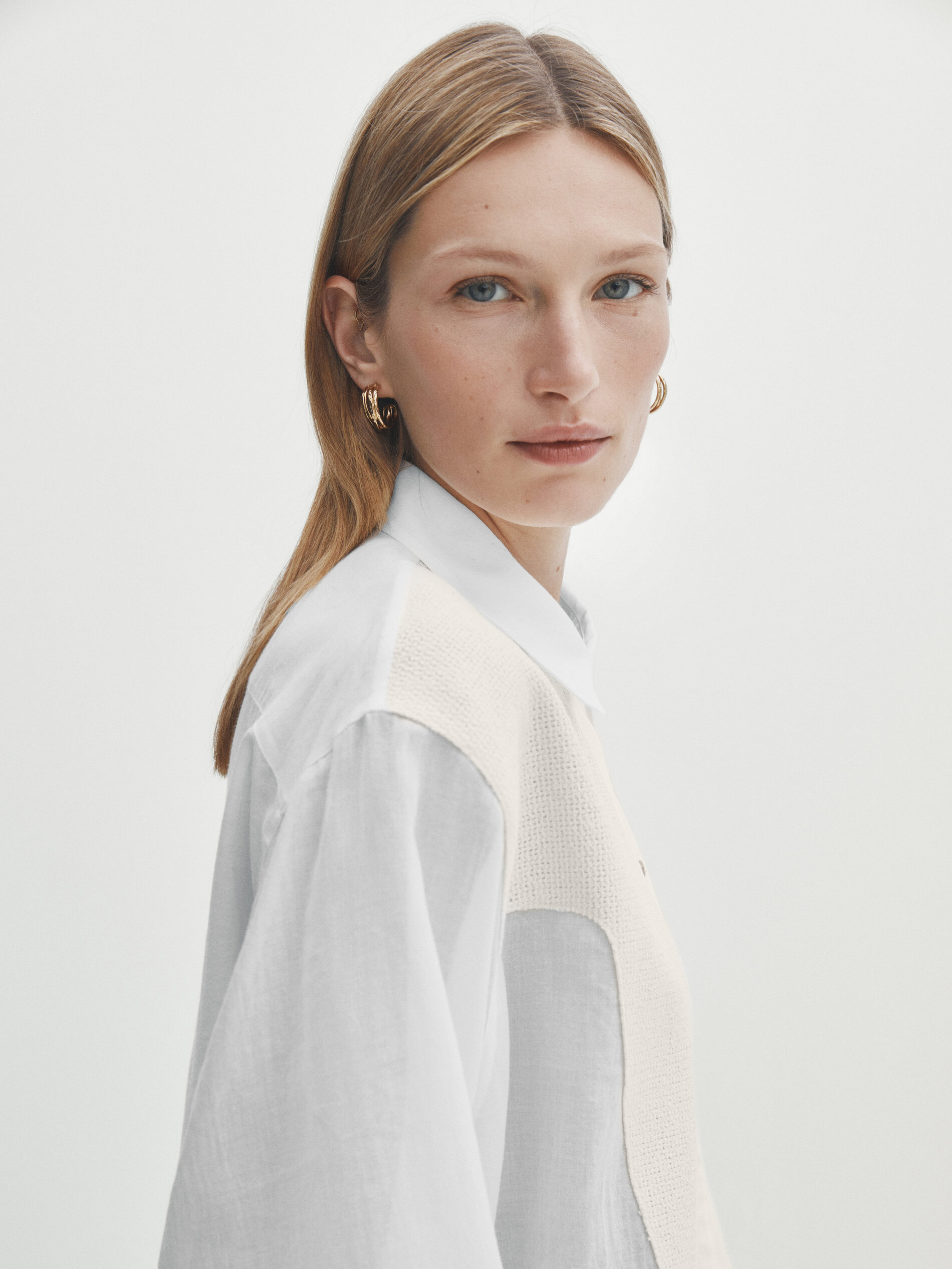 Camisa semitransparente detalle pechera - BLANCO