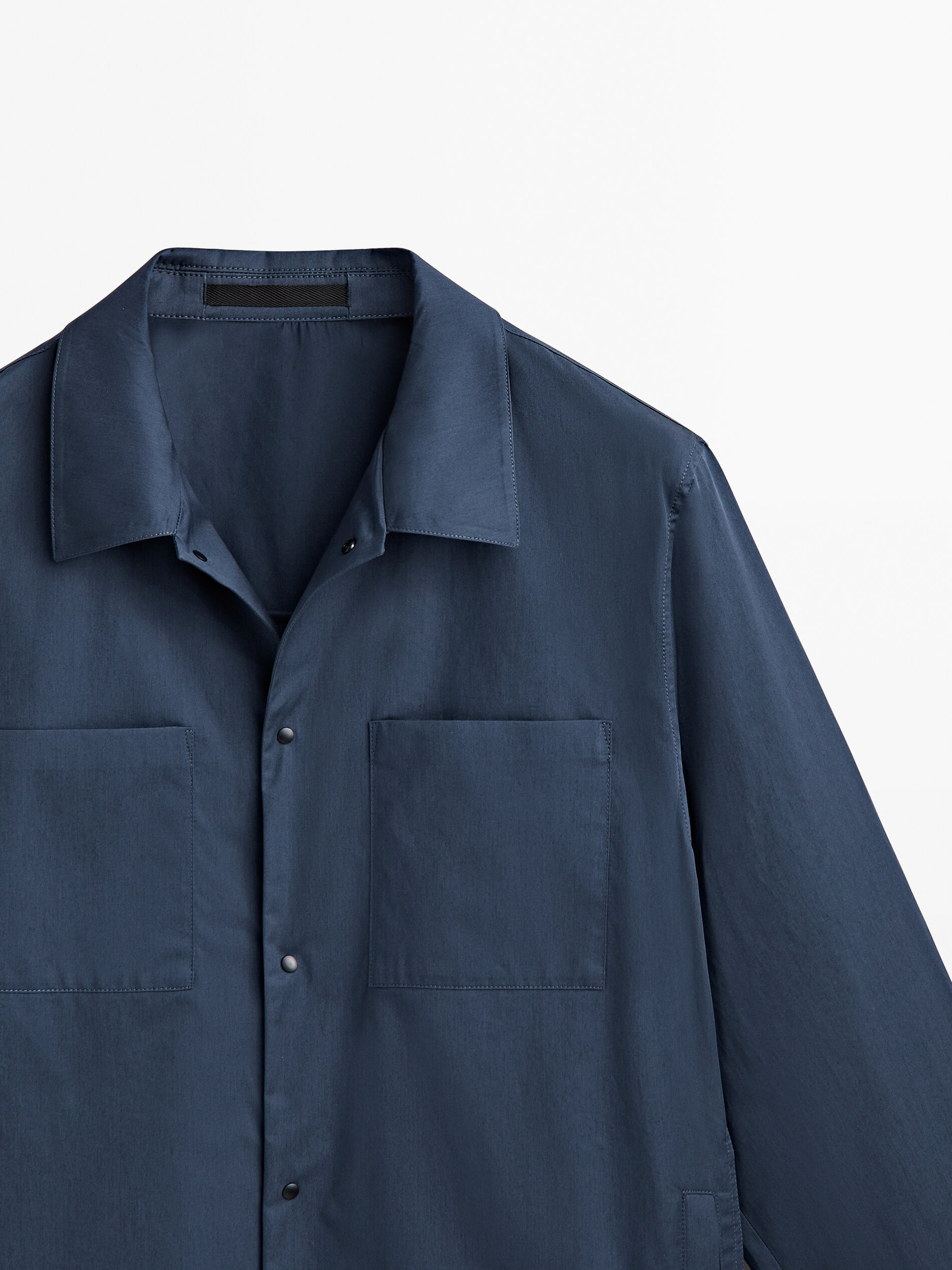 Sobrecamisa algodón botones snaps -Studio - PETRÓLEO DELAVADO