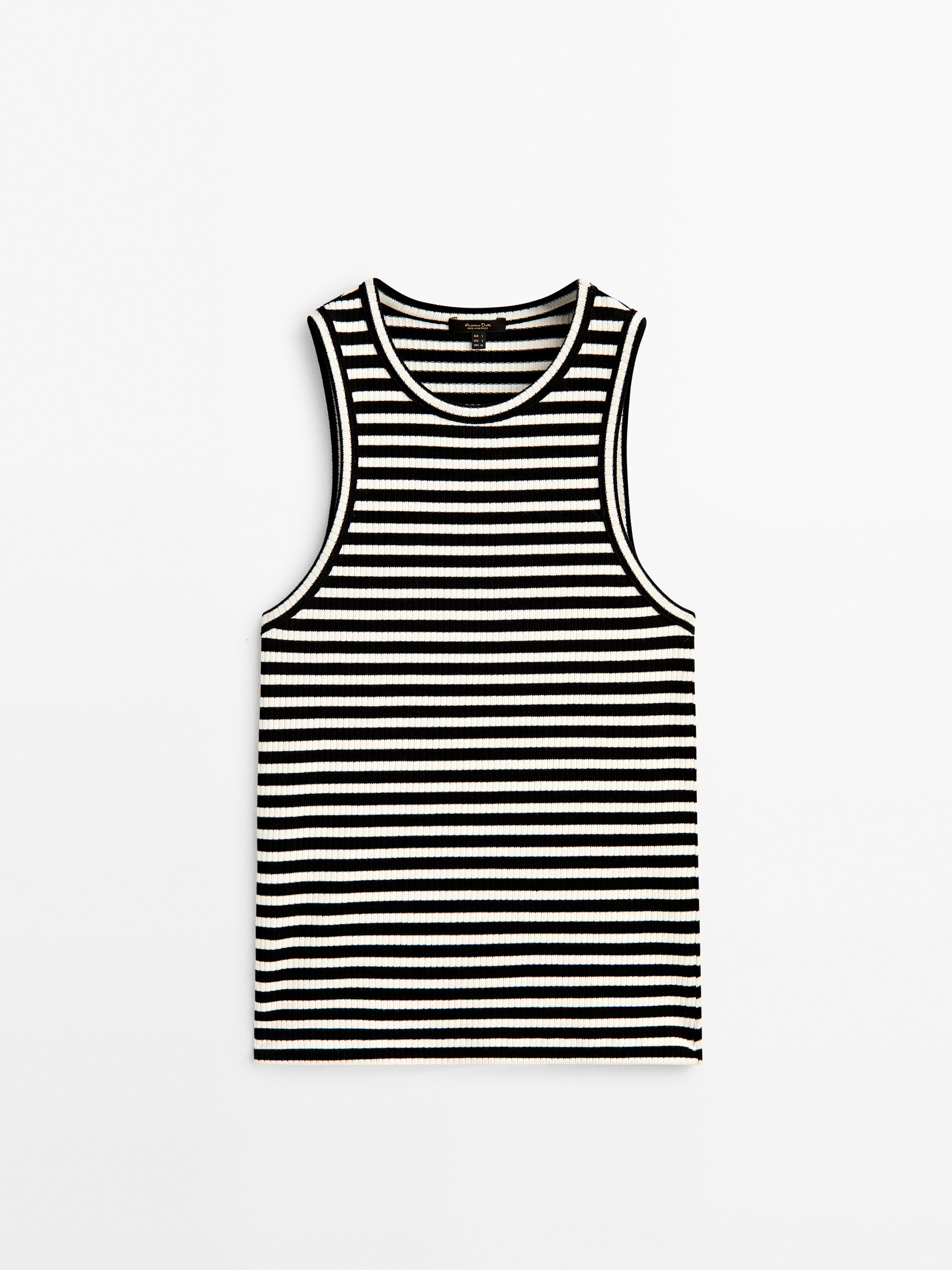 Camiseta canalé rayas sin mangas - AZUL MARINO