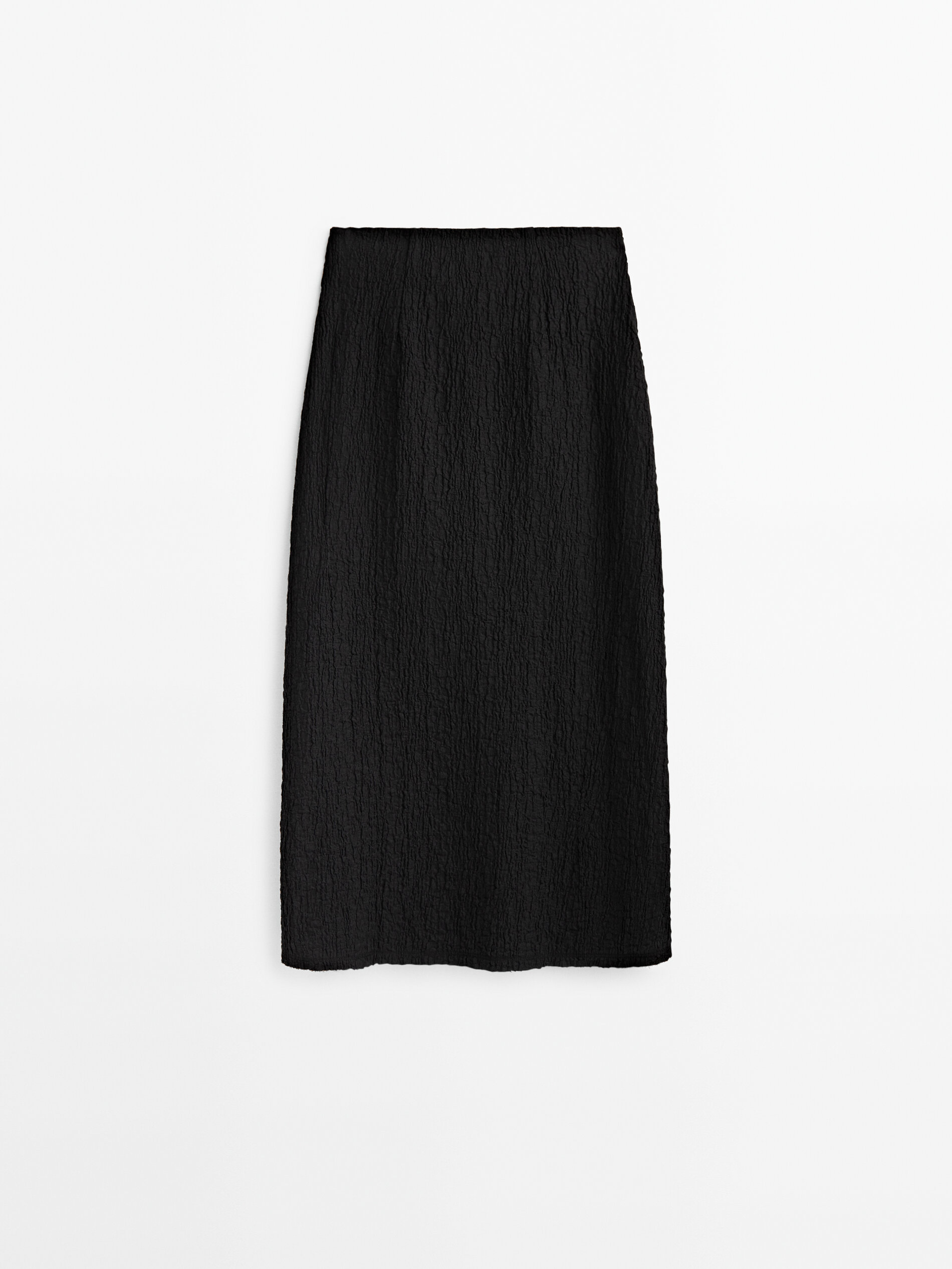 Falda midi cruzada textura - NEGRO