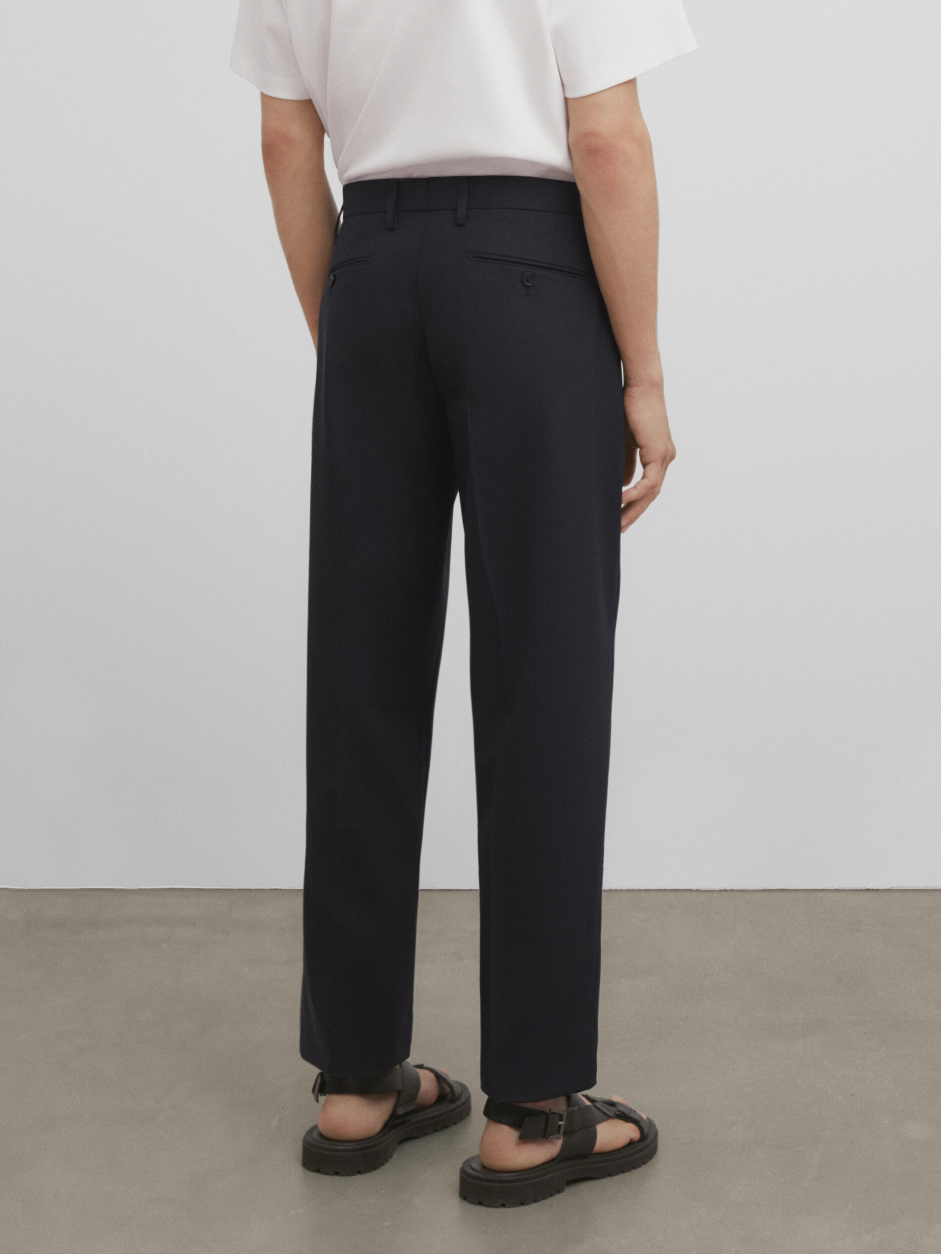 Pantalón traje azul mezcla lana -Studio - AZUL OSCURO