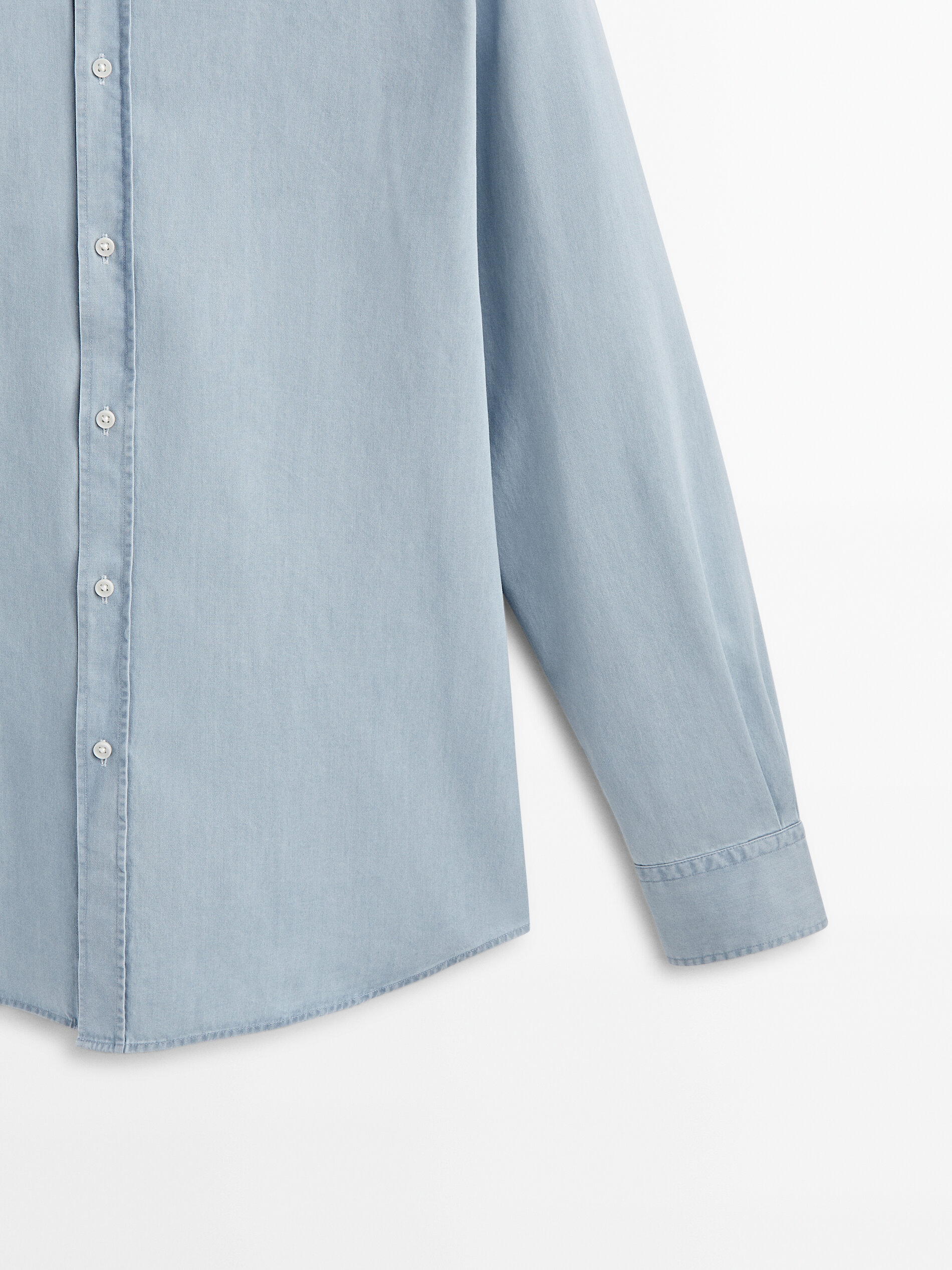 Camisa denim bleach wash slim fit - INDIGO