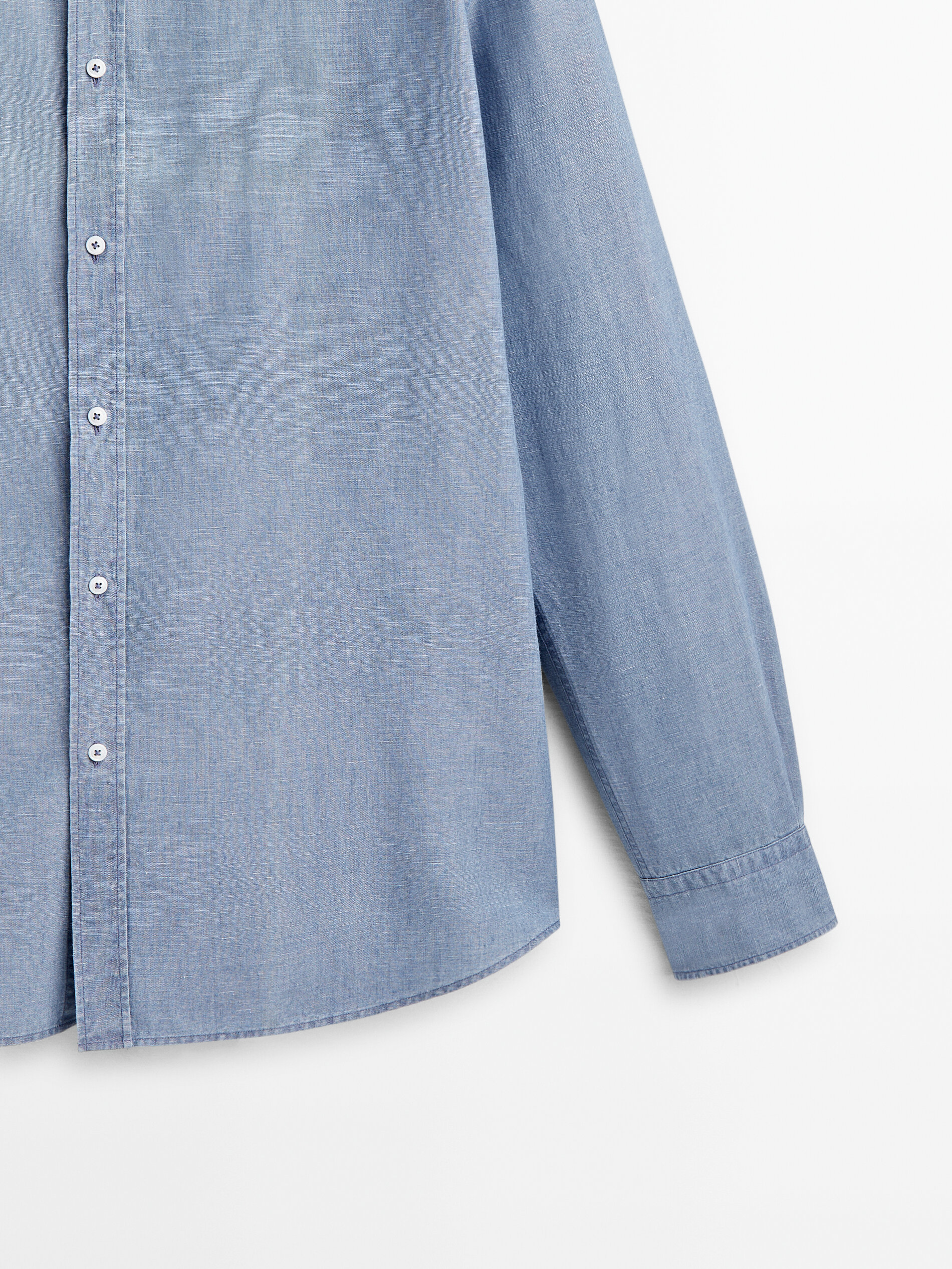 Camisa chambray slim fit - Azul Claro