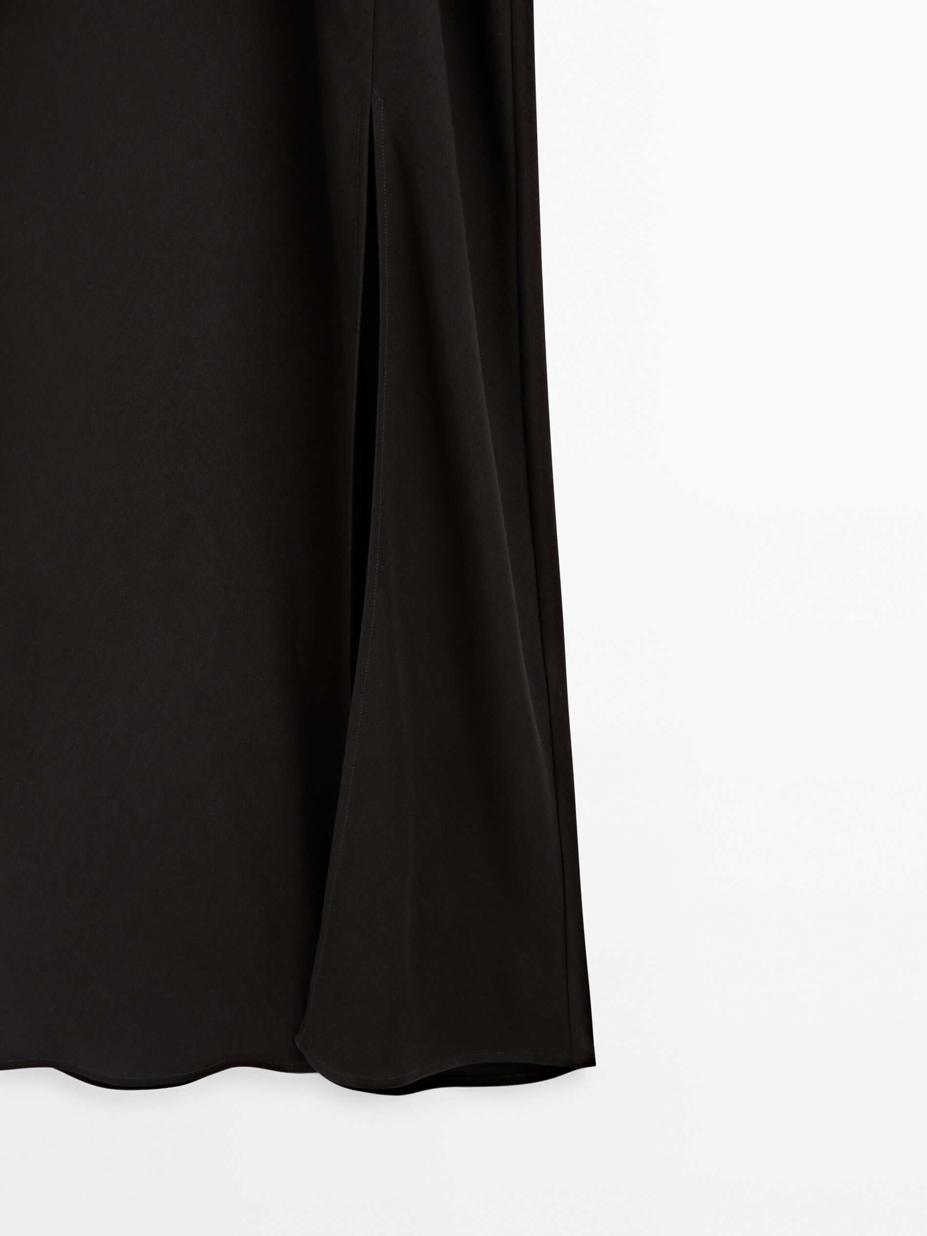 Vestido largo fluido manga larga - NEGRO