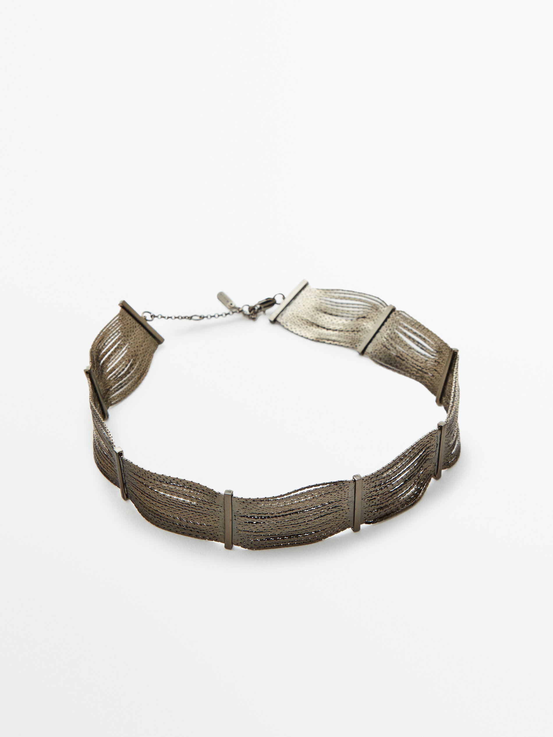 Collar choker cascada mini cadena - Plata