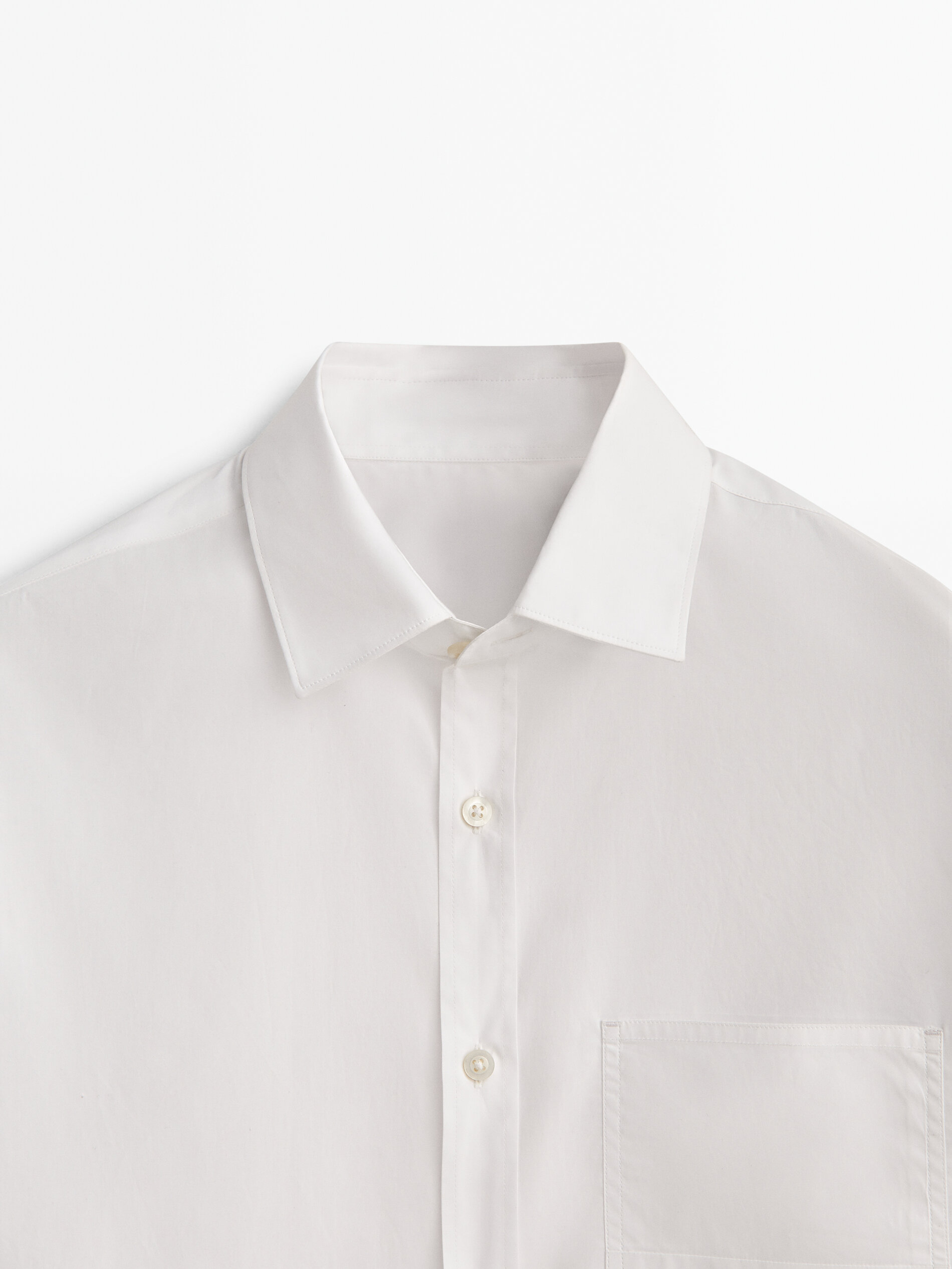 Camisa algodón relaxed fit bolsillo -Studio - BLANCO