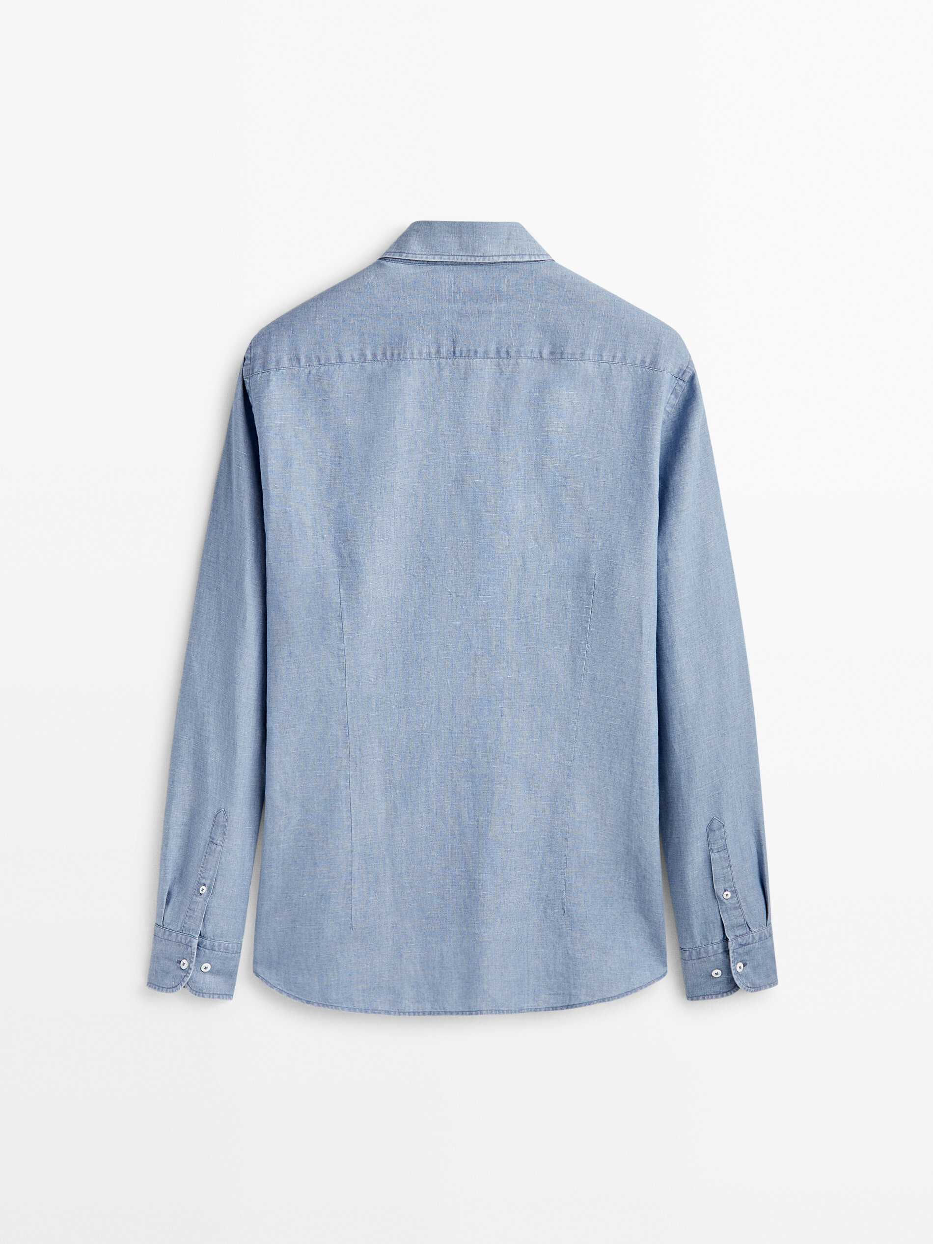 Camisa chambray slim fit - Azul Claro