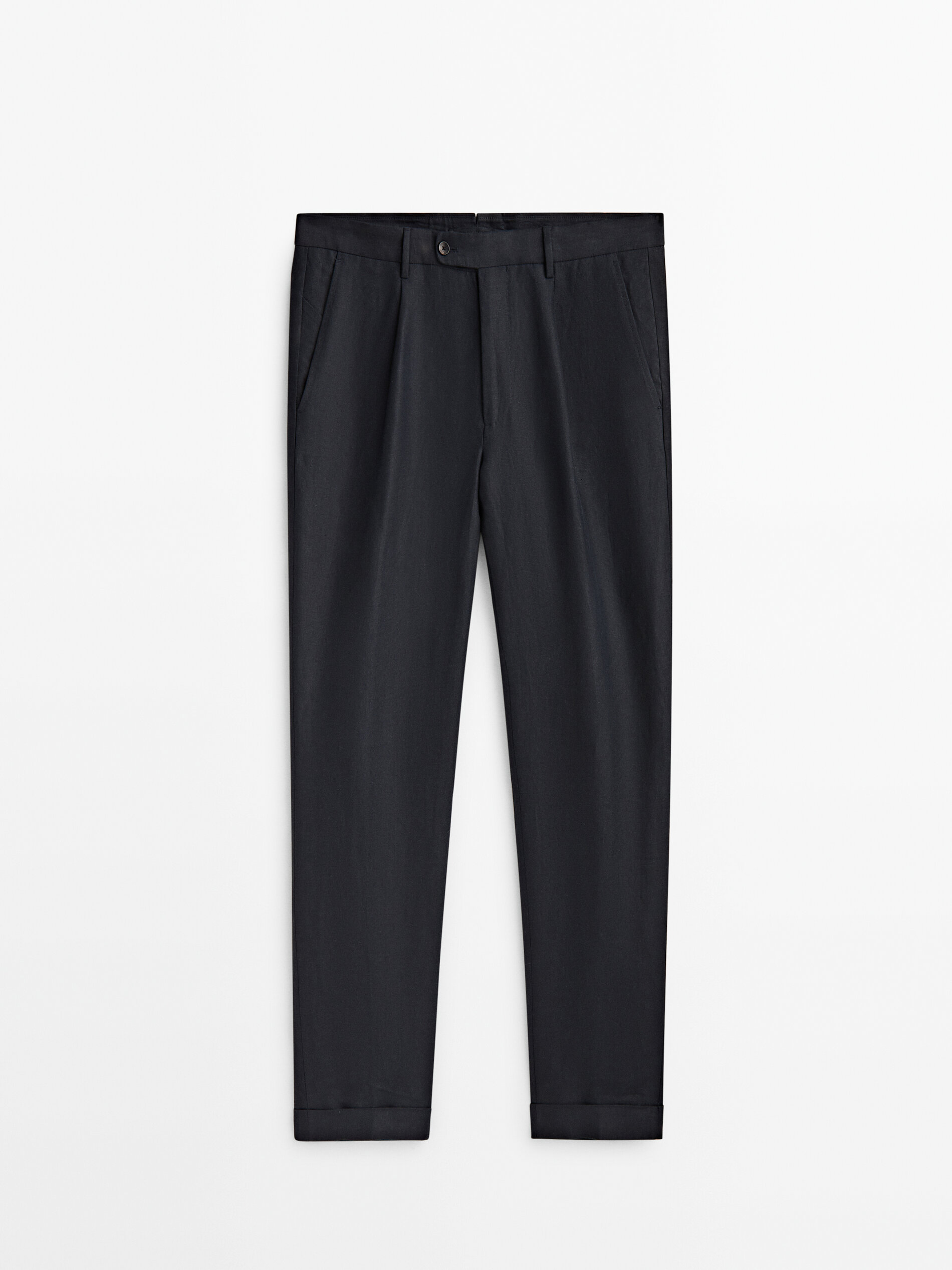 Pantalón lino pinzas relaxed fit Limited edition - AZUL MARINO