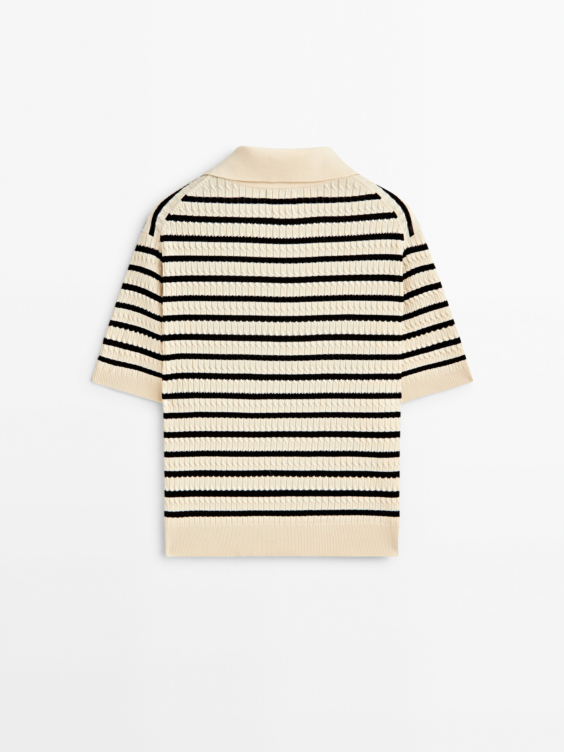 Jersey polo rayas punto trenzas - CRUDO
