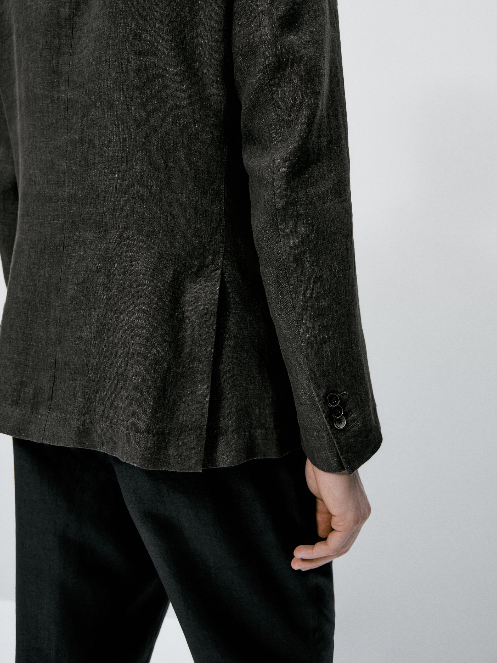 Americana traje lino delavé - KAKI