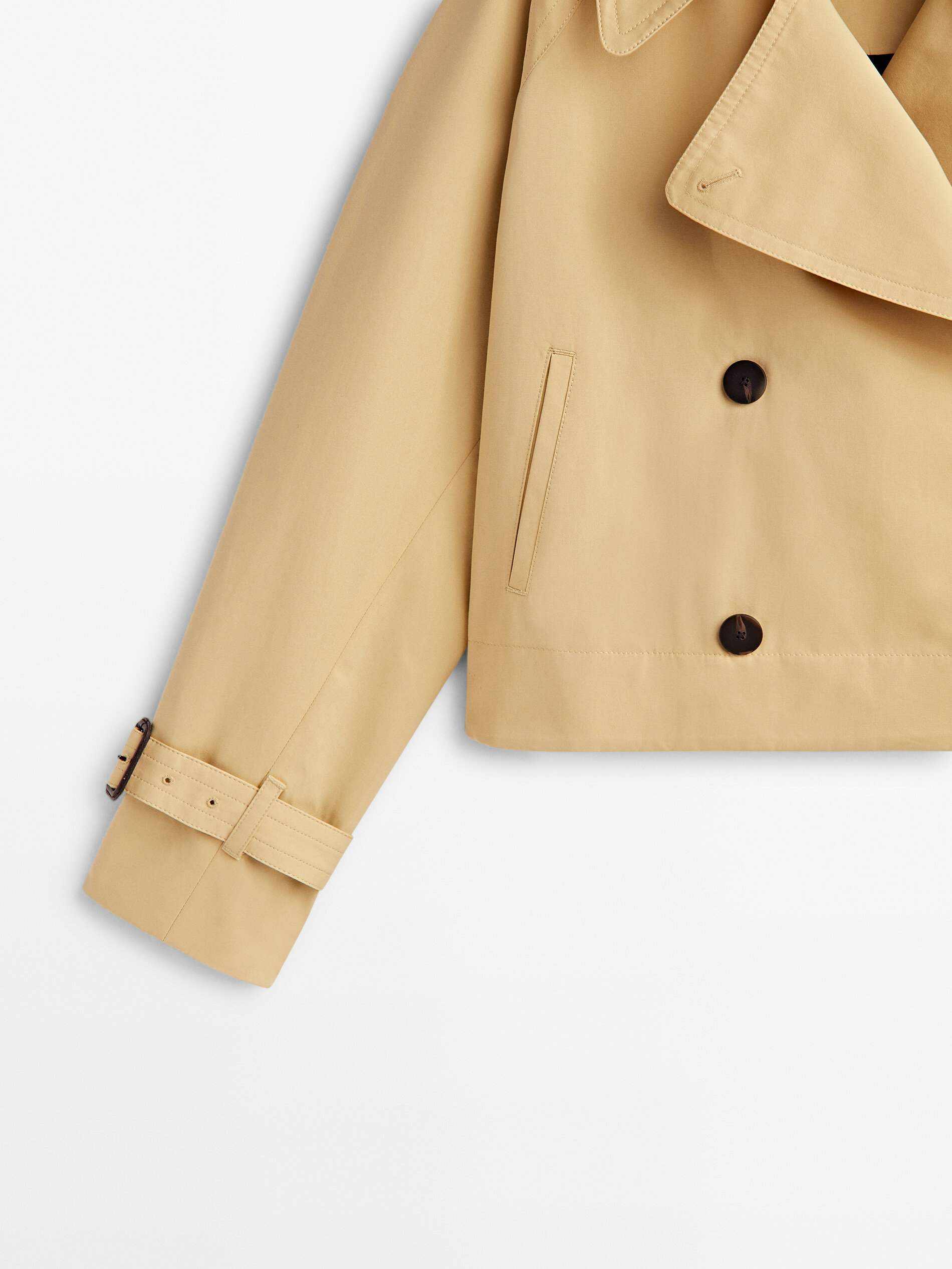 Chaqueta trench corta algodón - AMARILLO CLARO