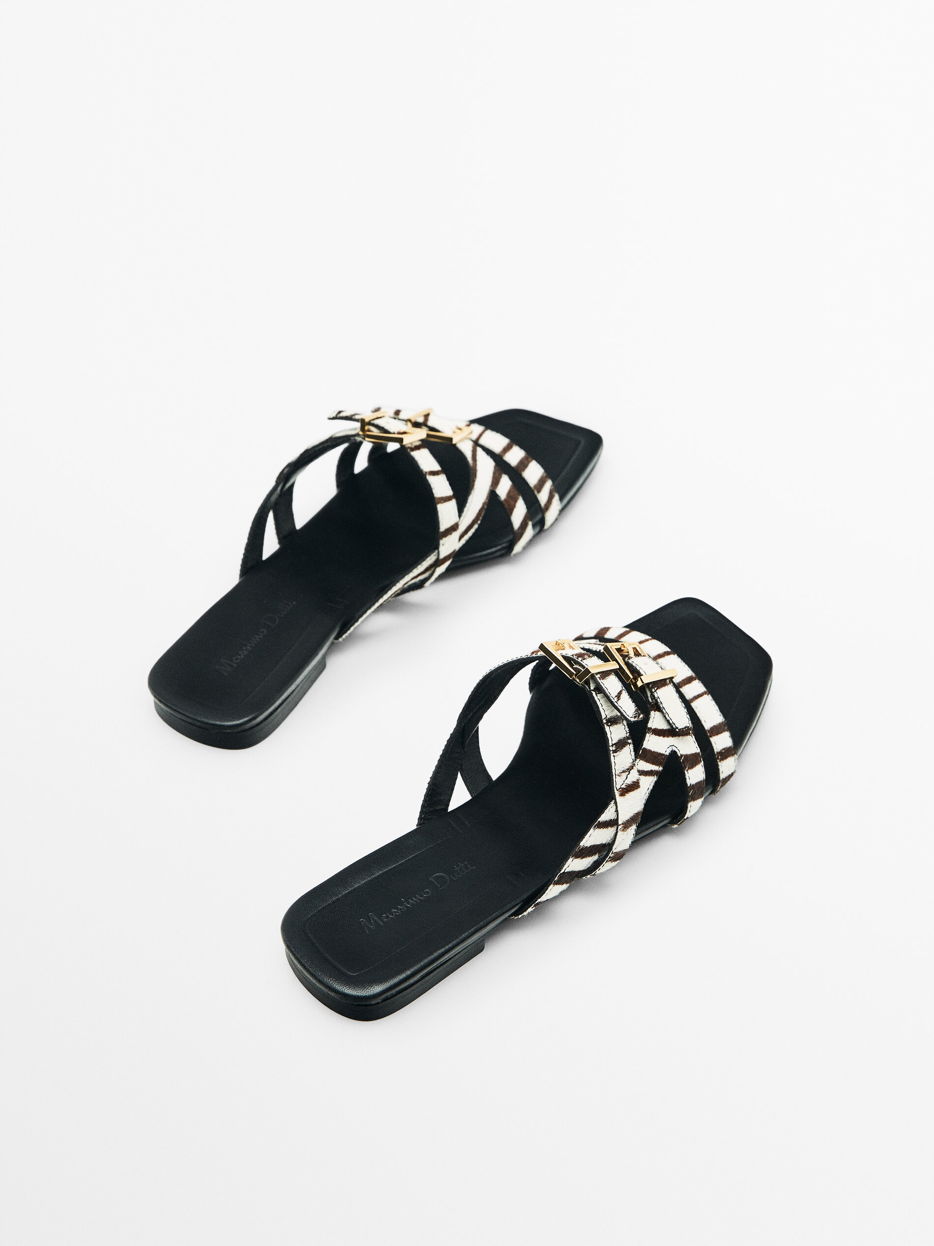 Sandalia plana piel multi tiras - Combinado