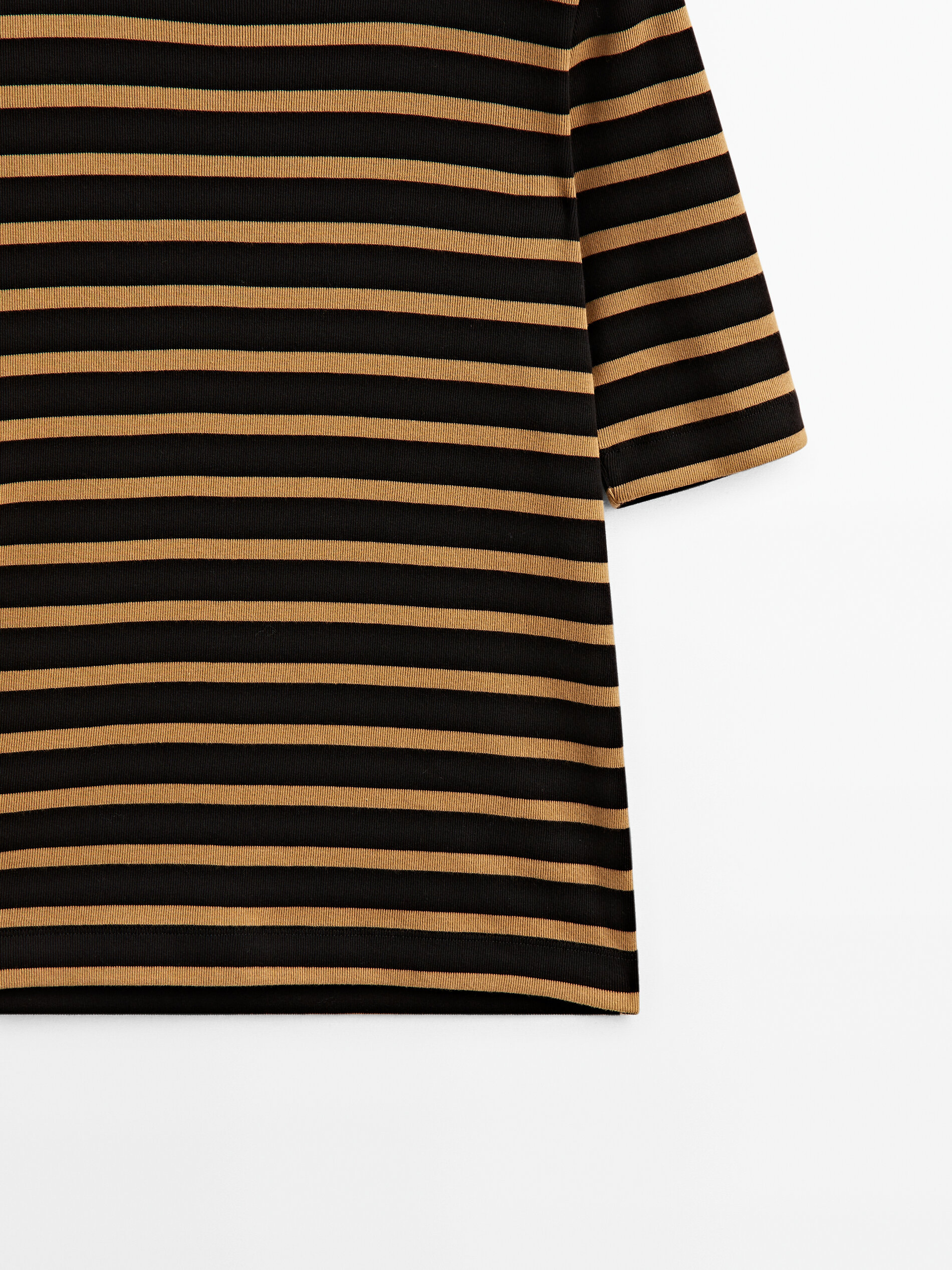 Camiseta rayas manga corta algodón - MARRÓN