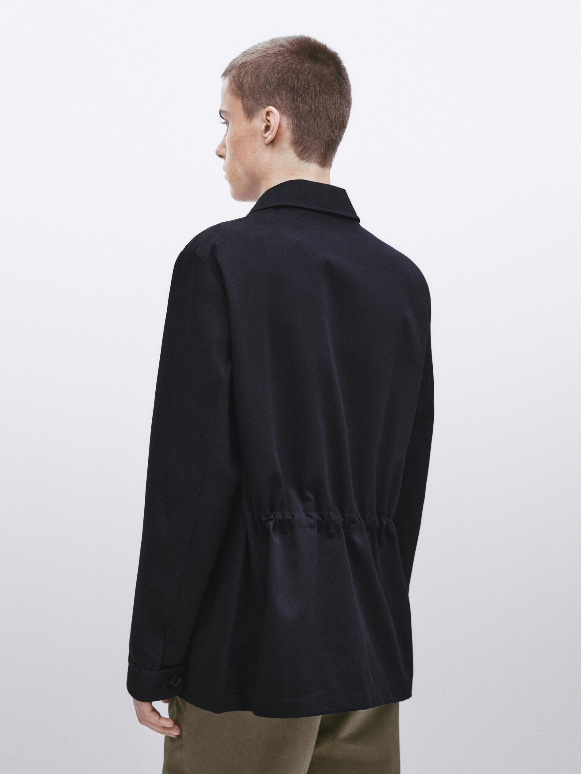 Sobrecamisa algodón microsarga -Studio - AZUL MARINO