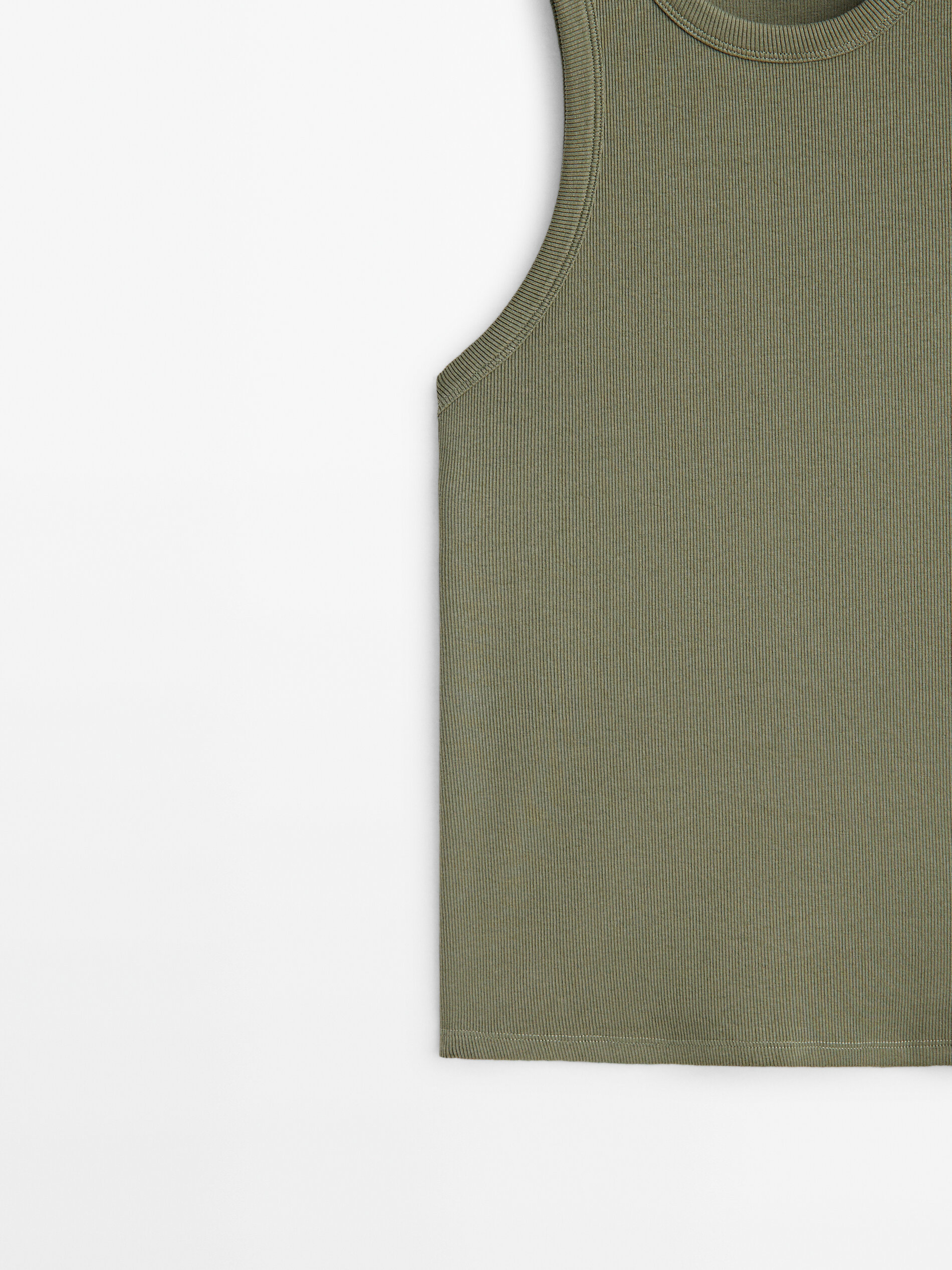 Top halter canalé - KAKI