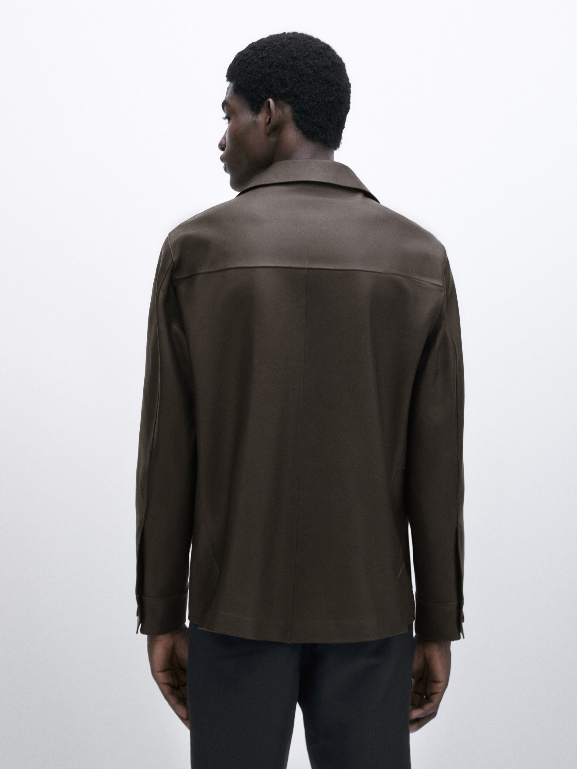 Sobrecamisa piel napa -Studio - TOSTADO OSCURO