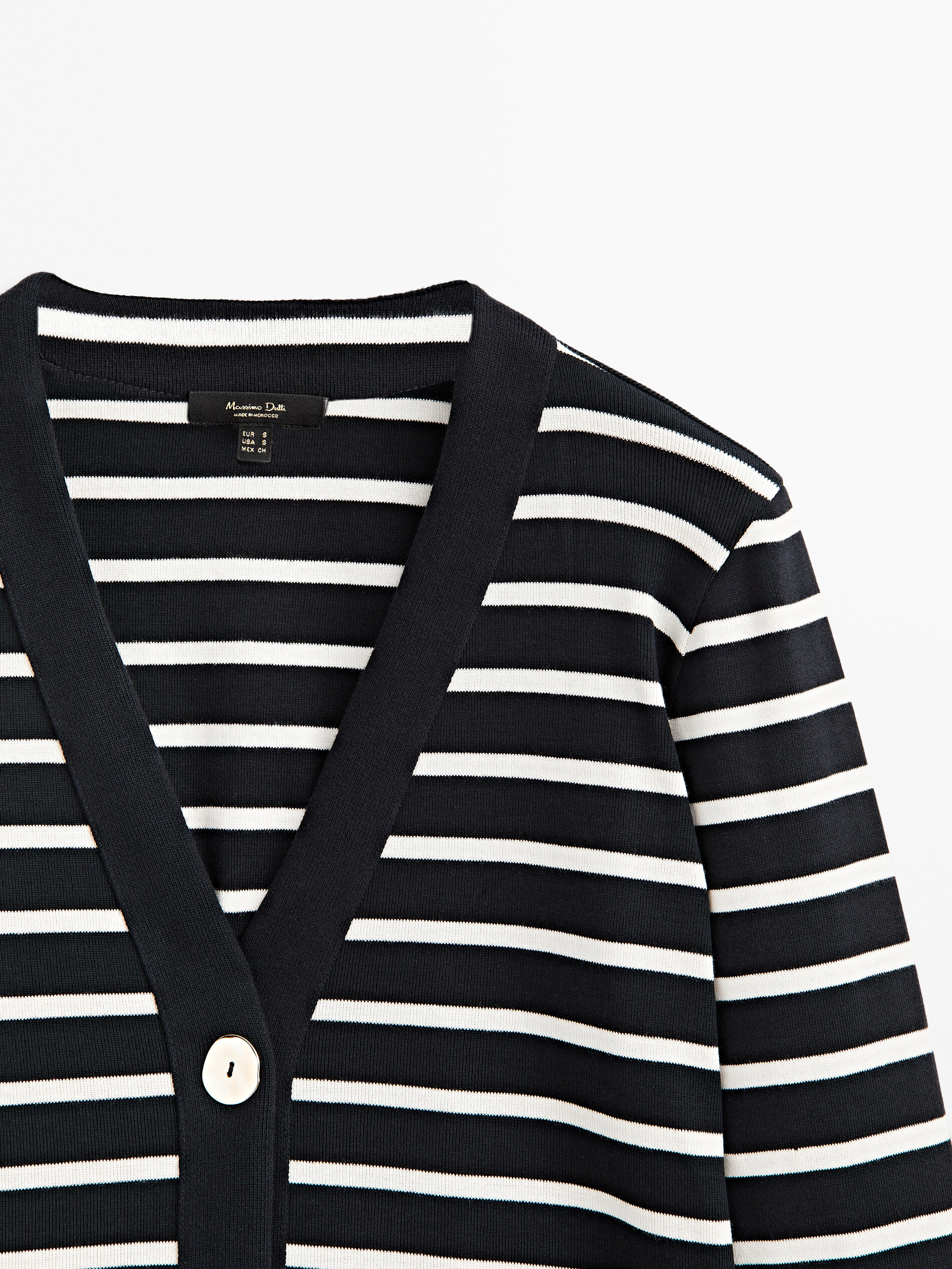 Cárdigan algodón rayas botones - AZUL MARINO