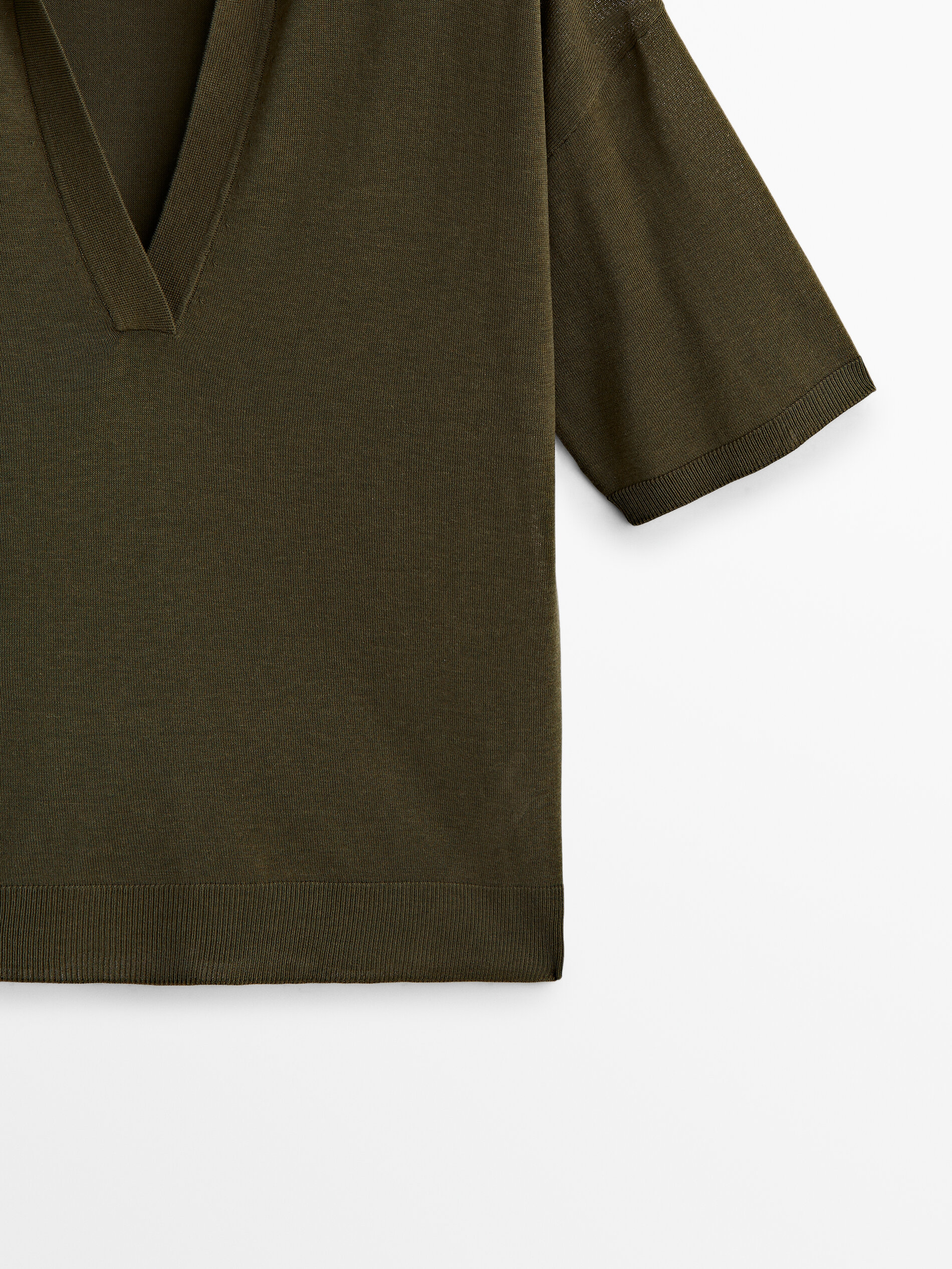Jersey punto cuello polo - KAKI OSCURO