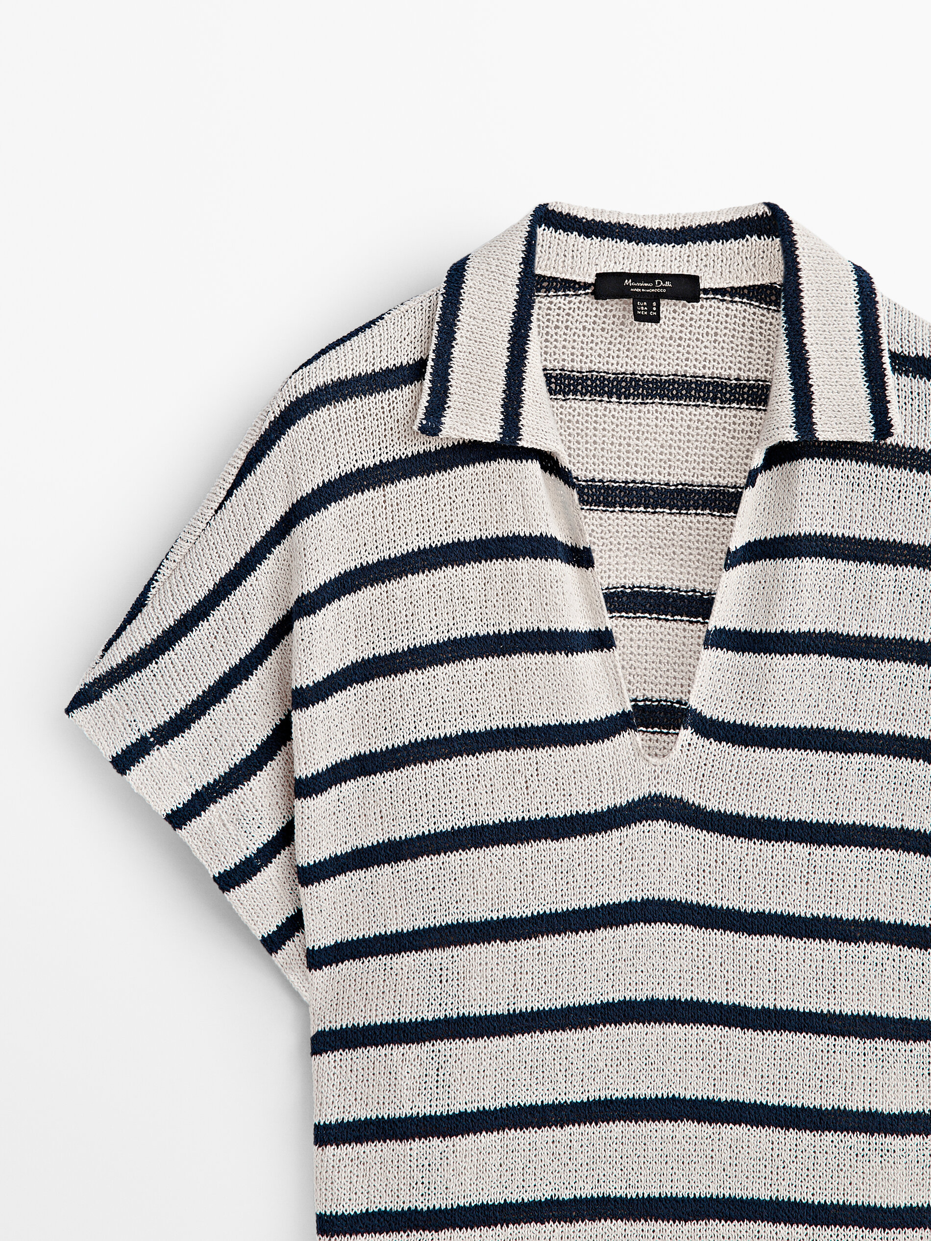 Vestido polo rayas mezcla algodón estructura - CRUDO