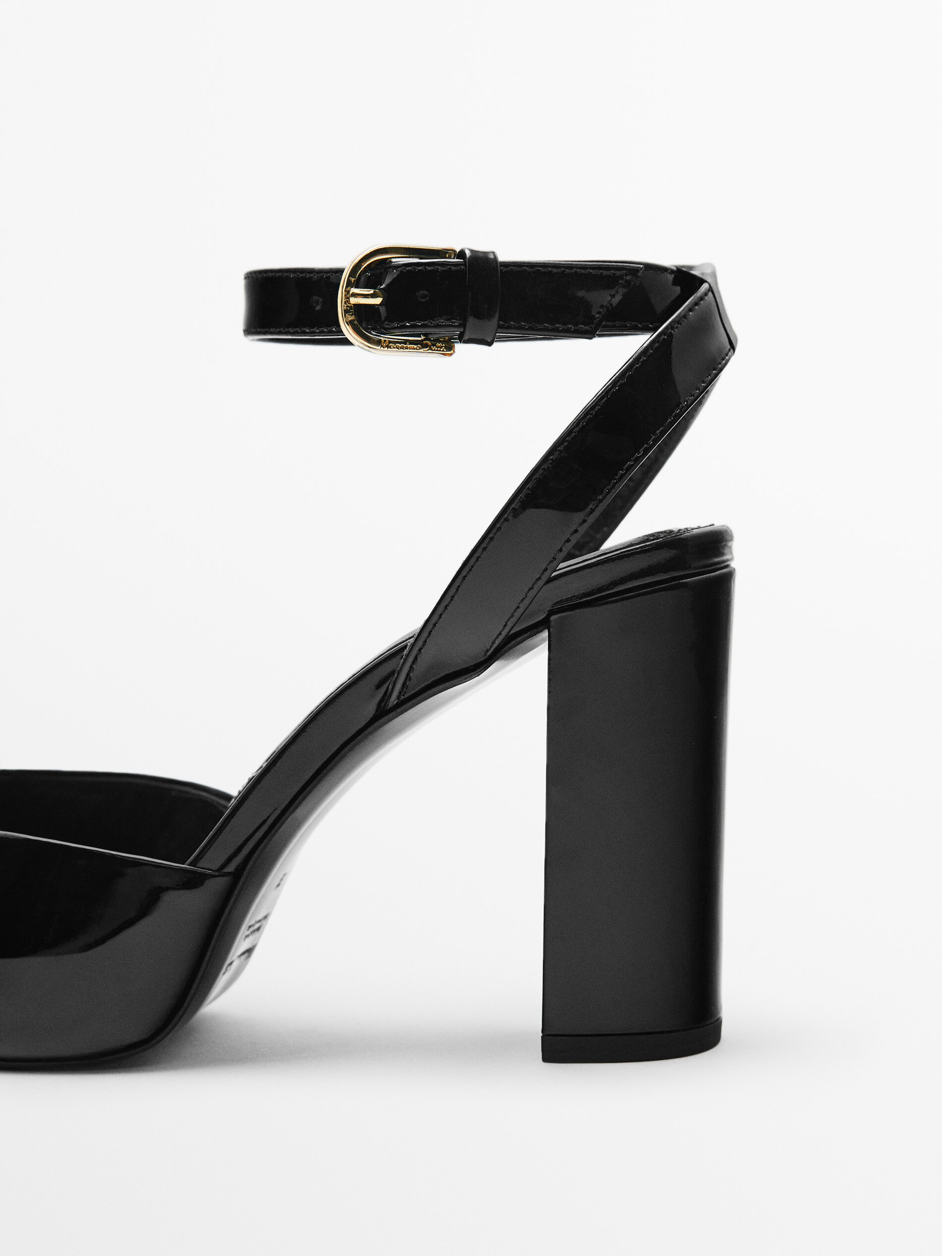 Zapato tacón piel destalonado - NEGRO