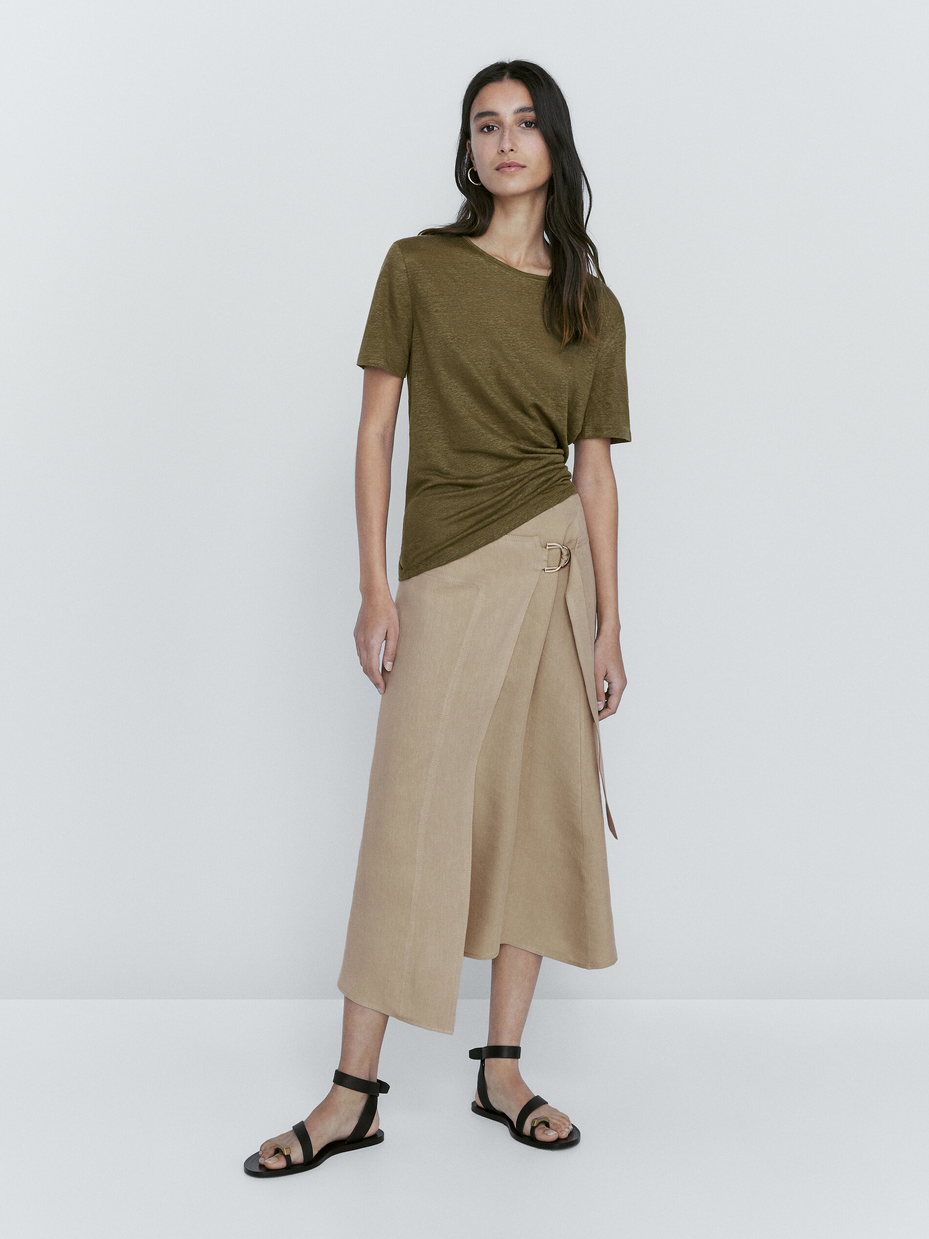 Falda lino pareo con hebilla - ARENA