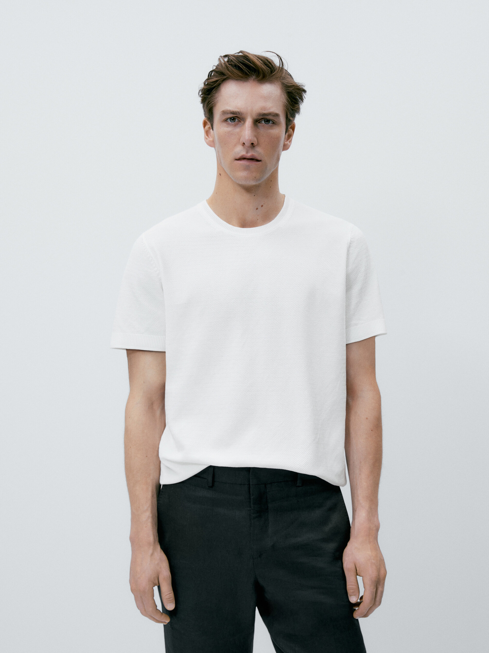 Jersey punto estructura manga corta - BLANCO