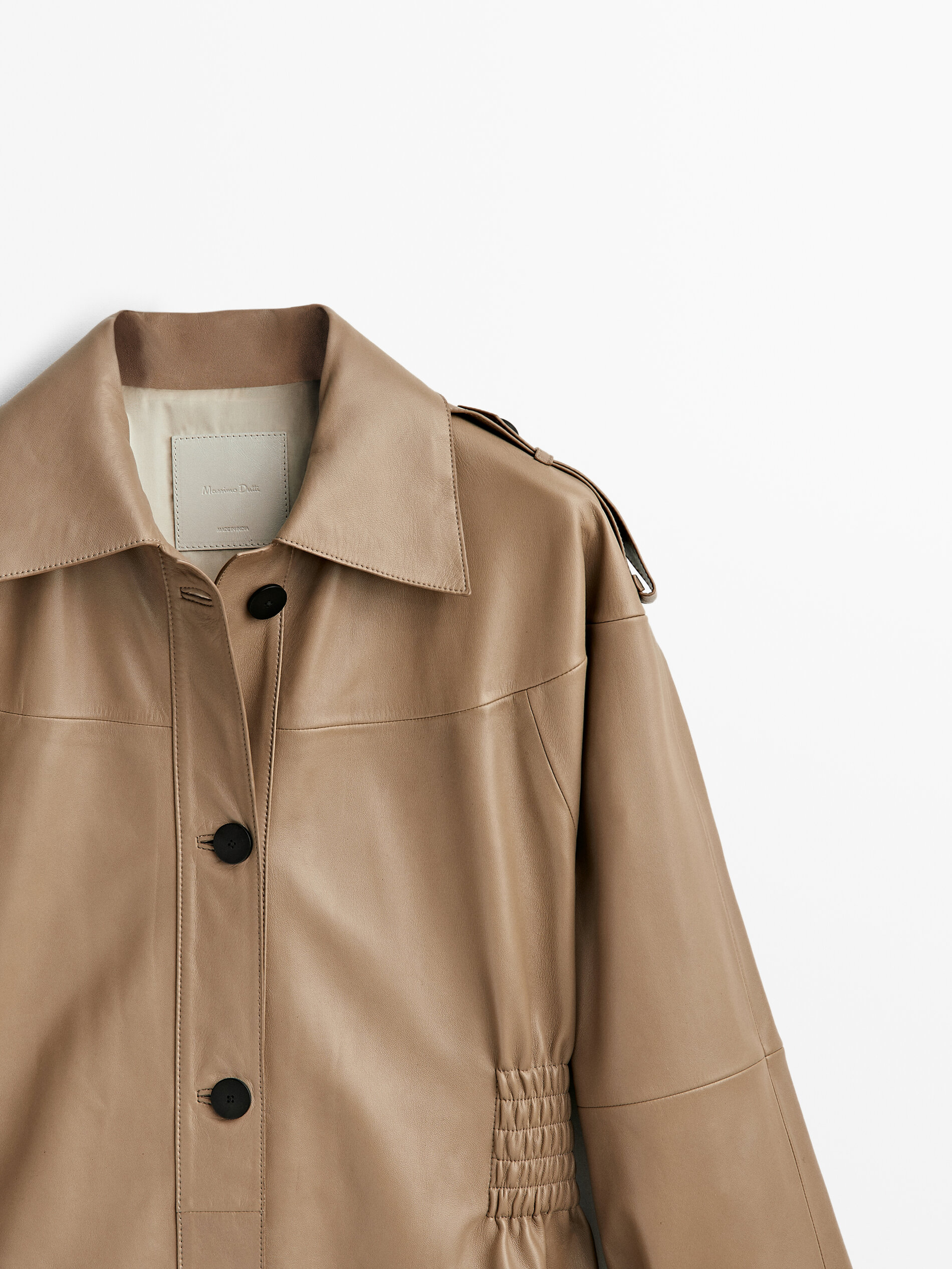 Chaqueta trench piel napa cintura elástica - ARENA