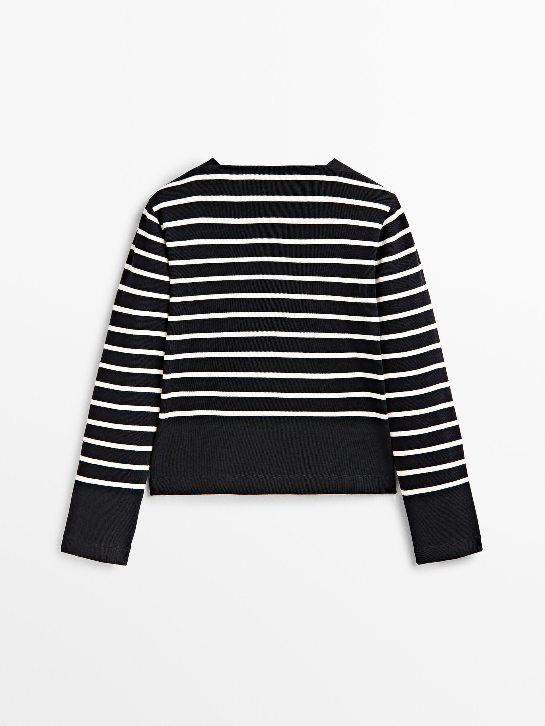 Camiseta rayas algodón cuello barco - AZUL MARINO