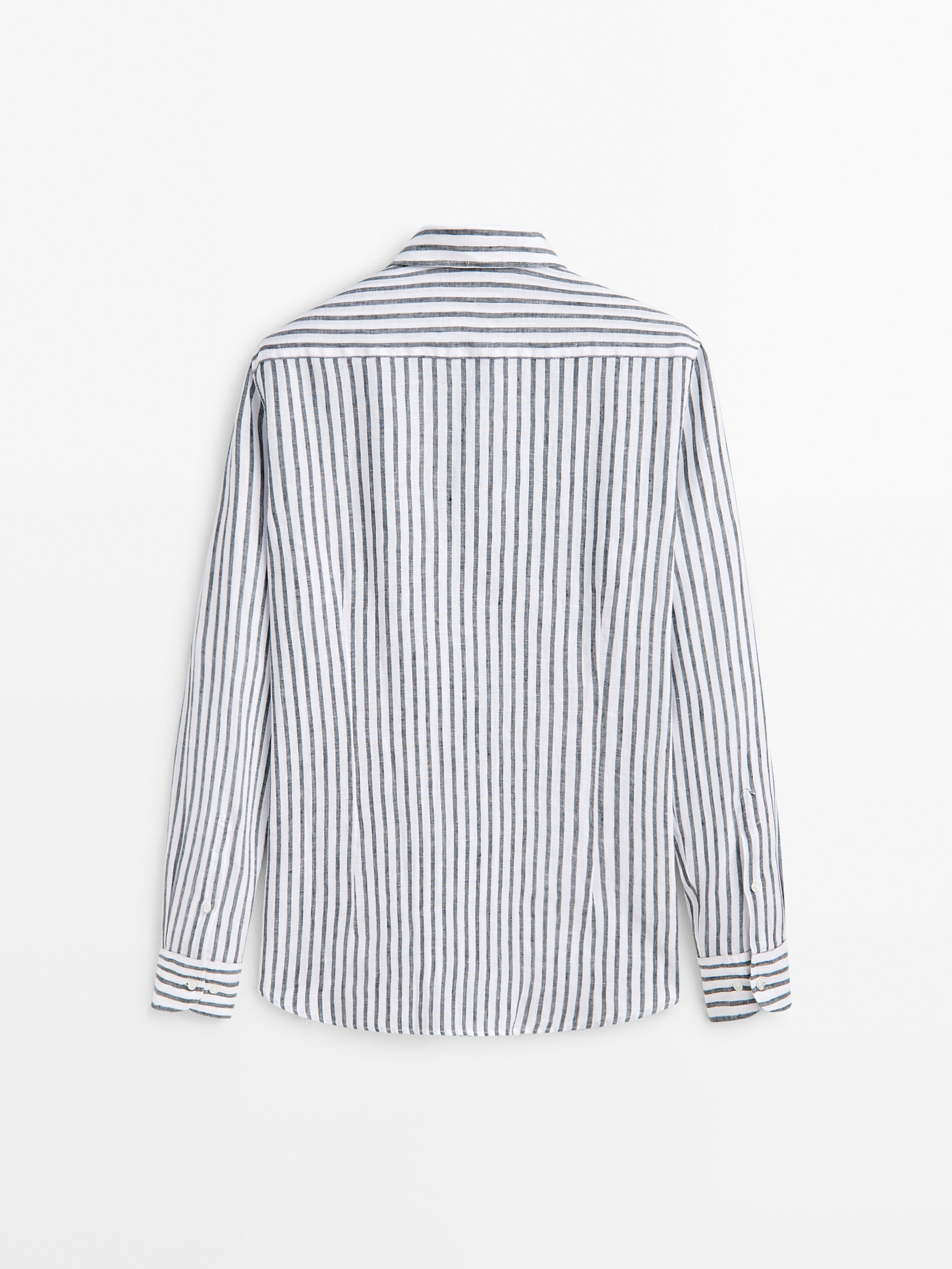 Camisa rayas 100% lino slim fit - VERDE