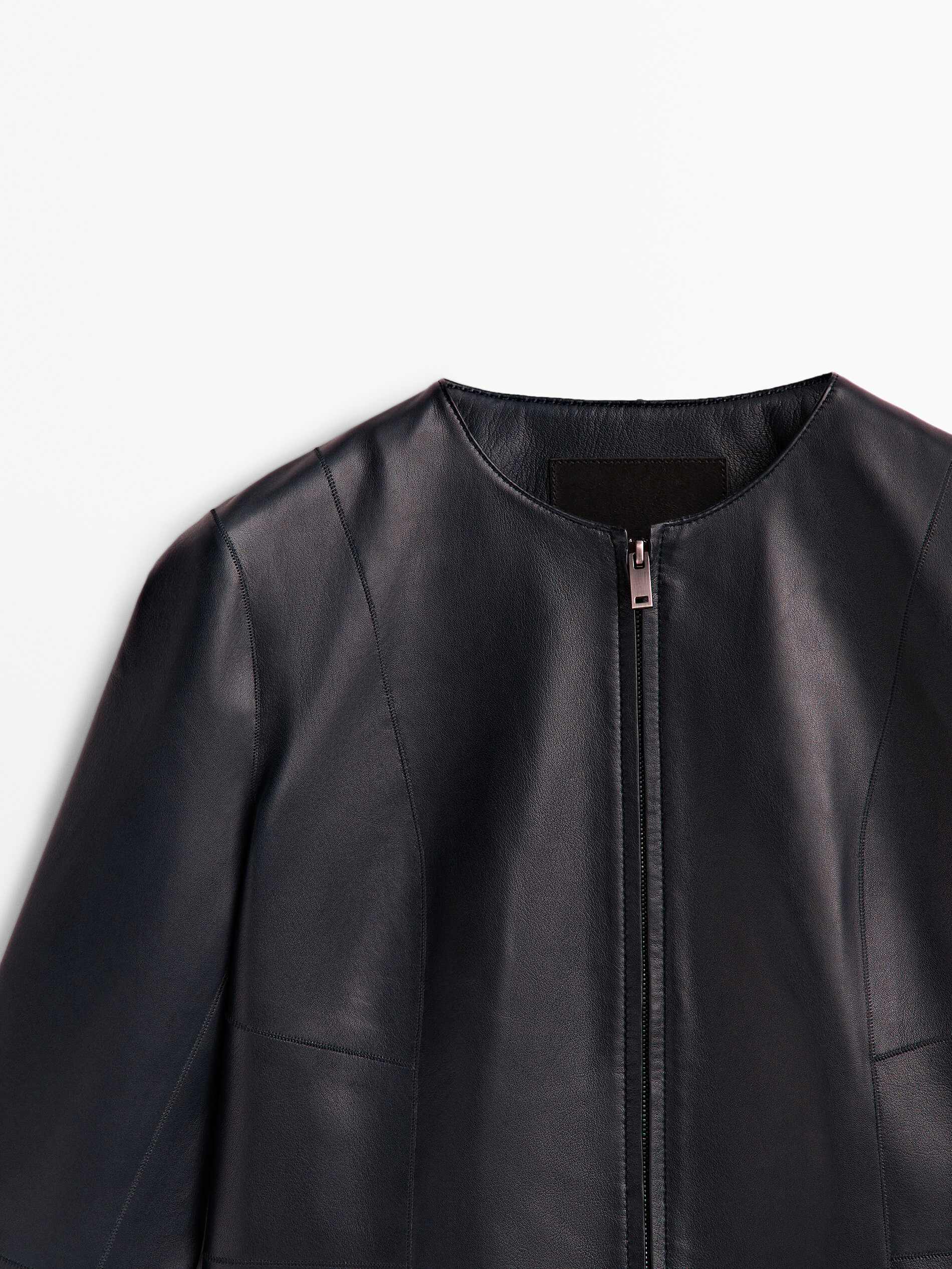 Cazadora piel napa azul marino - AZUL MARINO