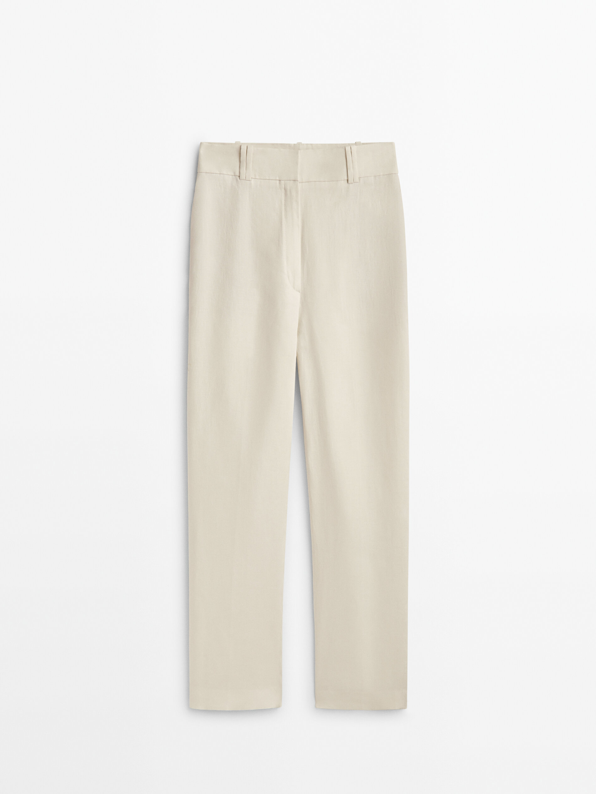 Pantalón traje 100% lino doble trabilla - Vainilla