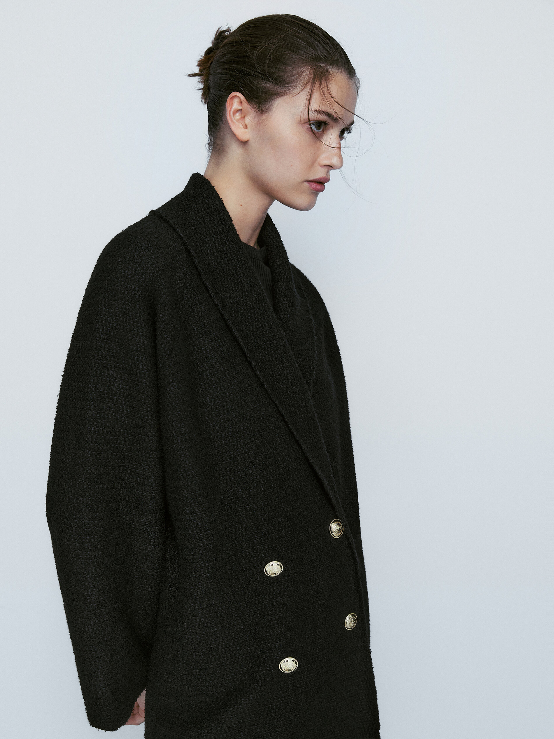 Cárdigan cruzado textura botones - NEGRO