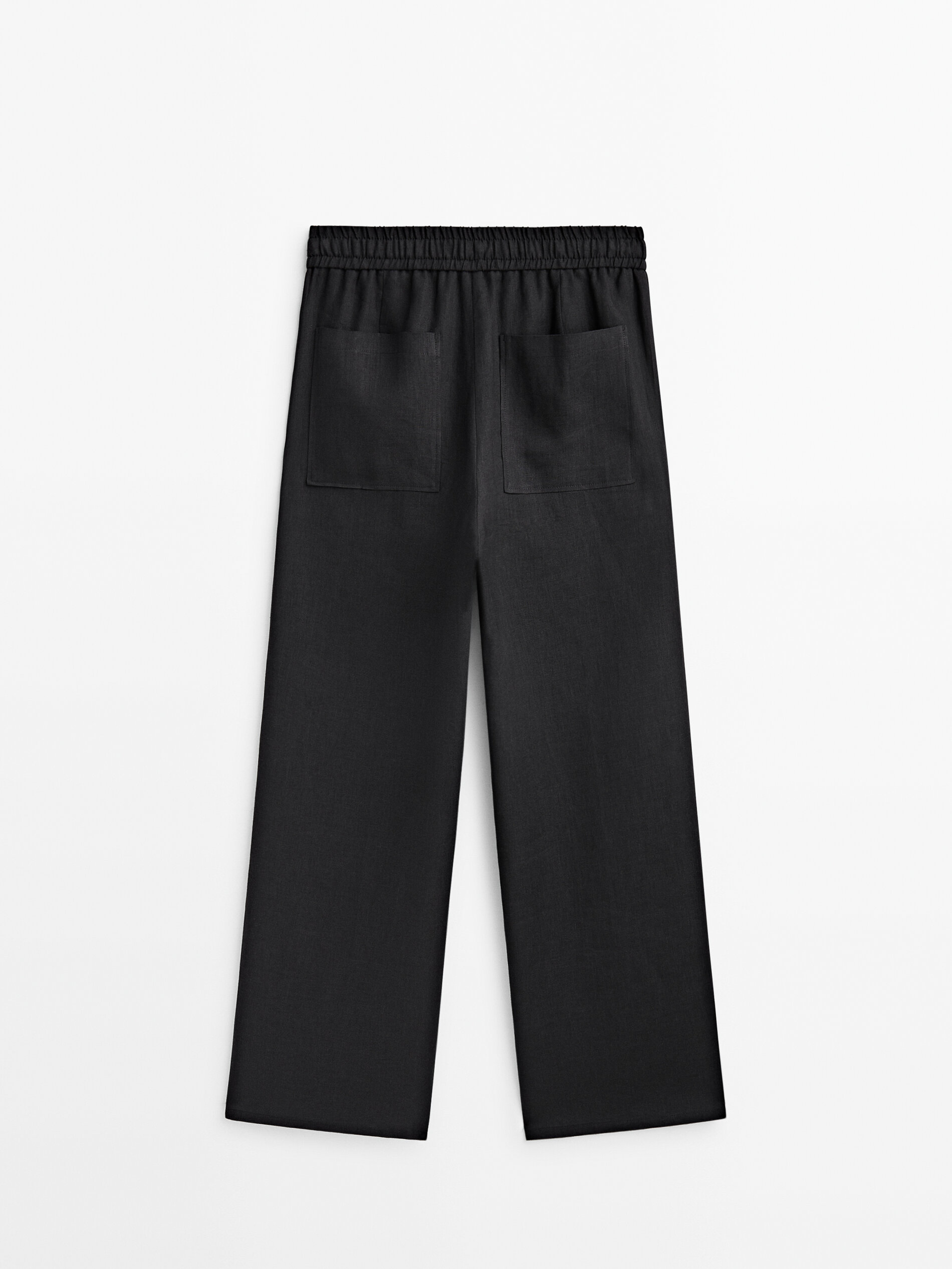 Pantalón jogging lino bolsillo carpintero - NEGRO