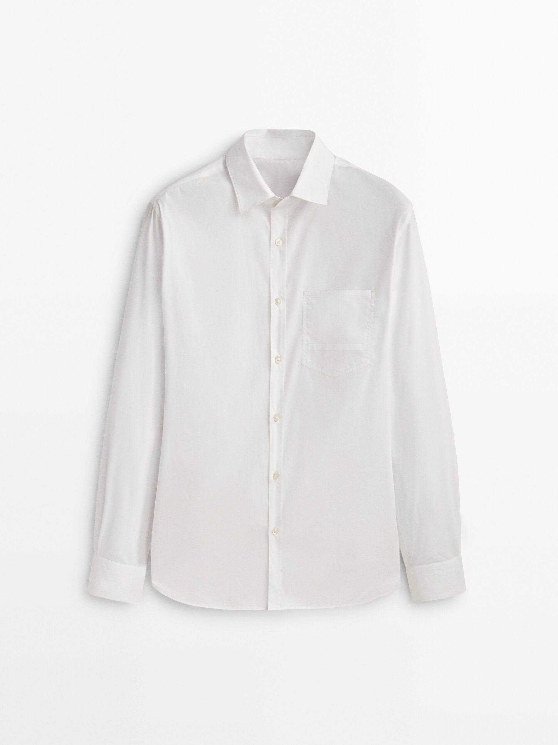 Camisa algodón relaxed fit bolsillo -Studio - BLANCO