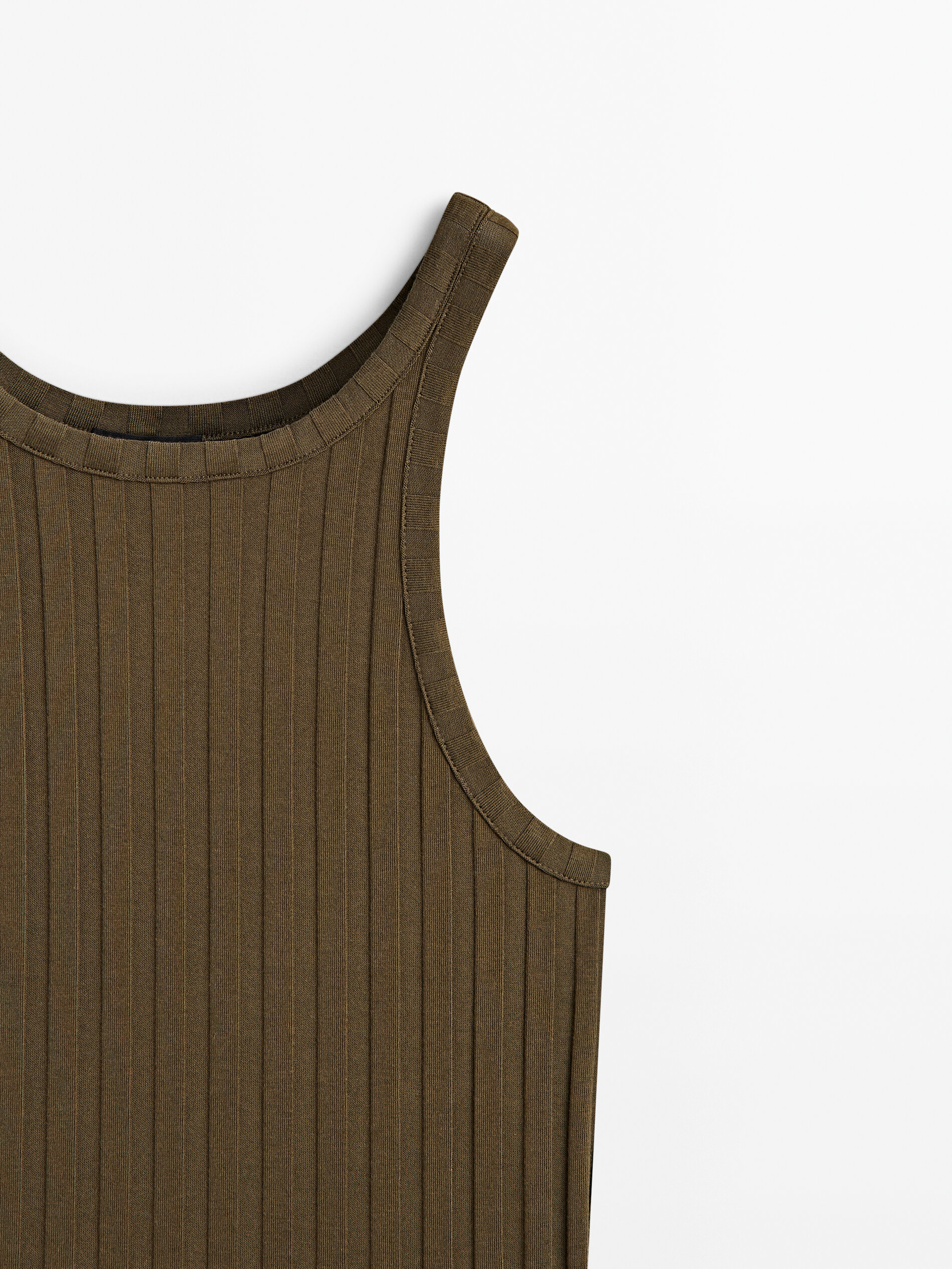 Top canalé ancho tirantes - KAKI