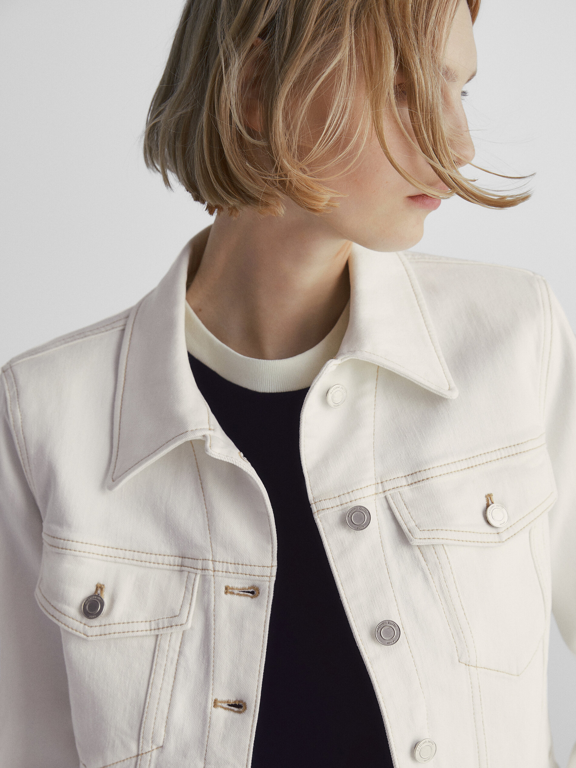 Cazadora vaquera pespuntes - CRUDO