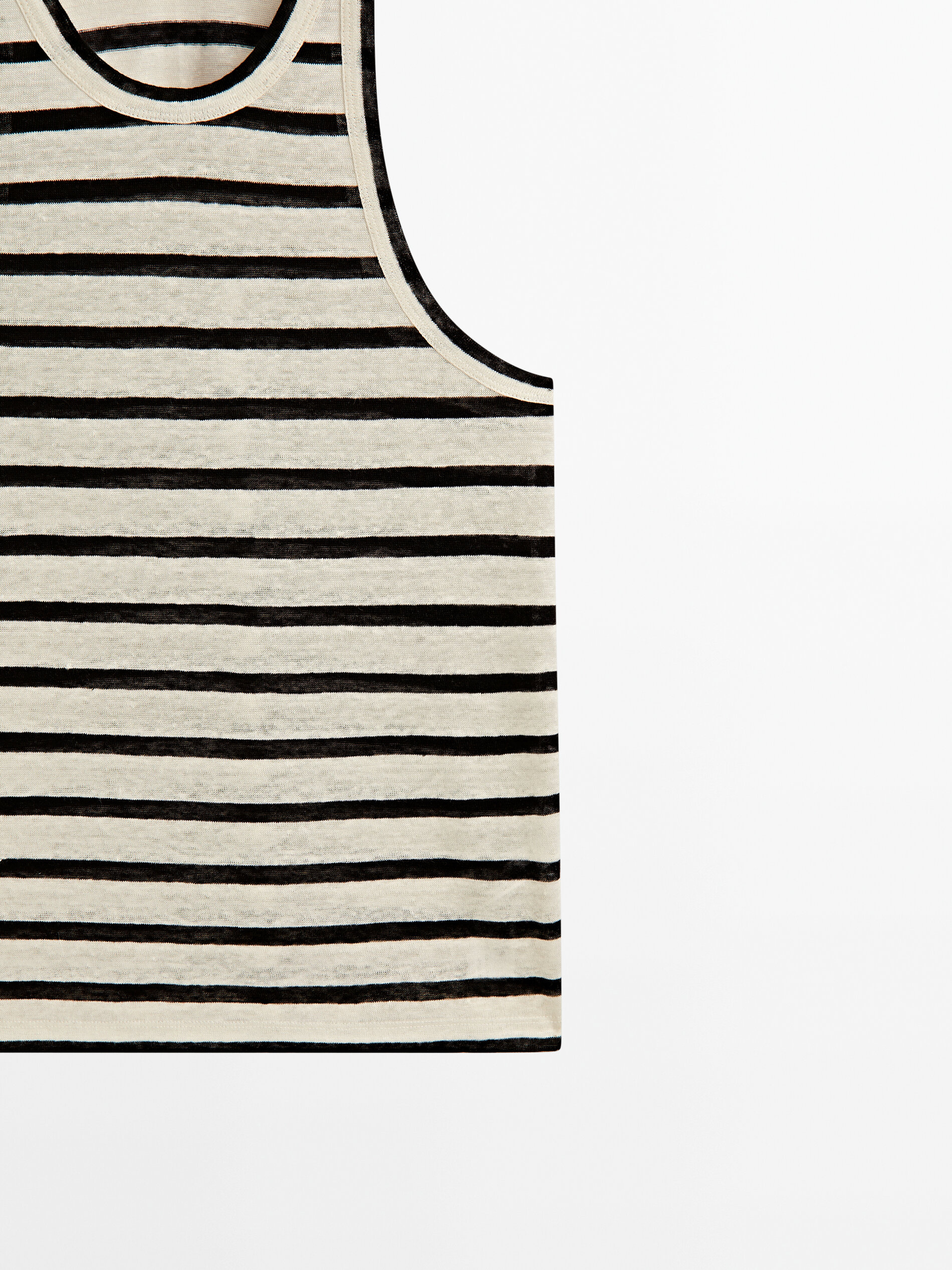 Camiseta rayas lino manga sisa - CRUDO