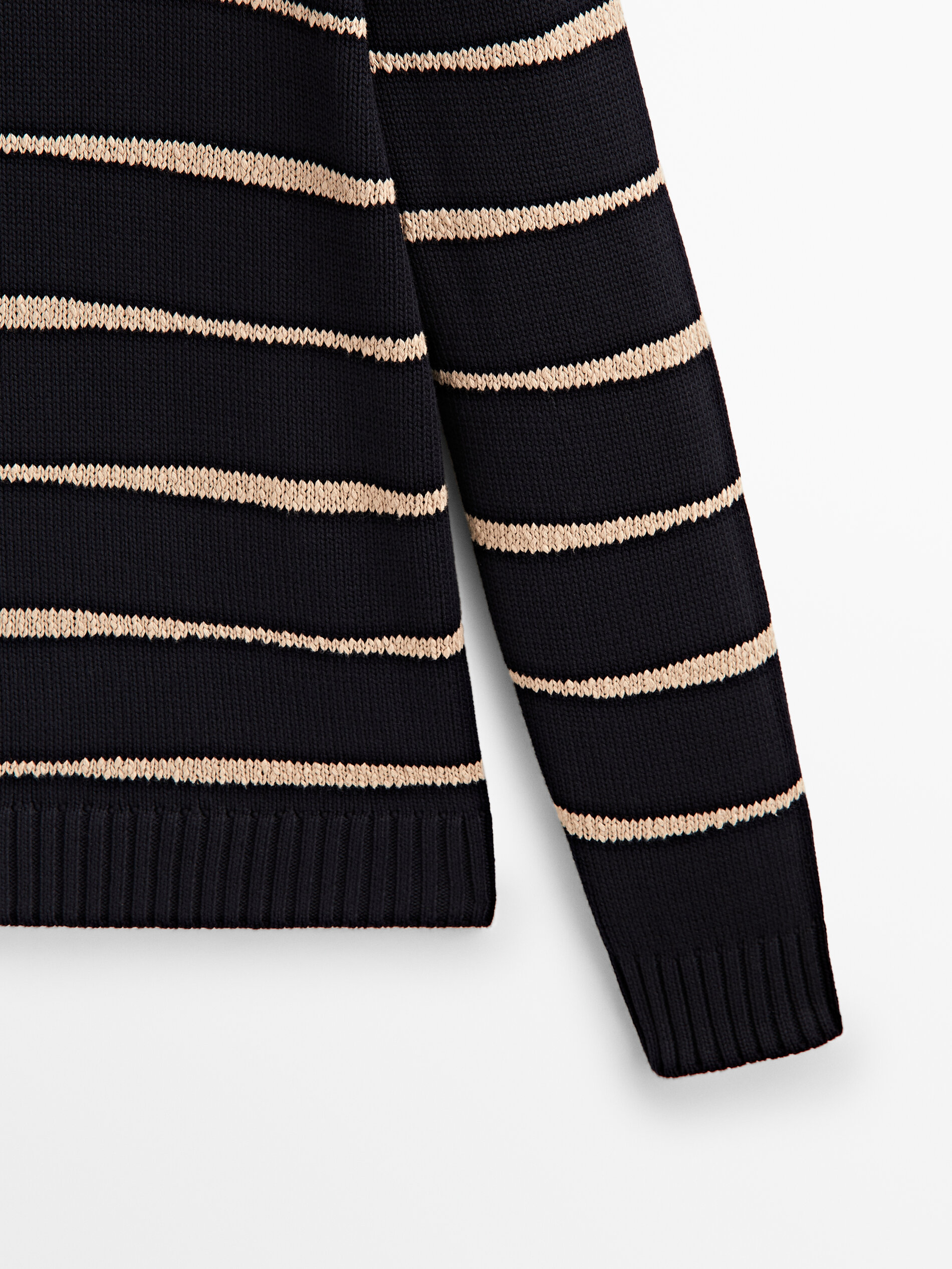 Jersey de punto rayas cuello redondo - AZUL MARINO