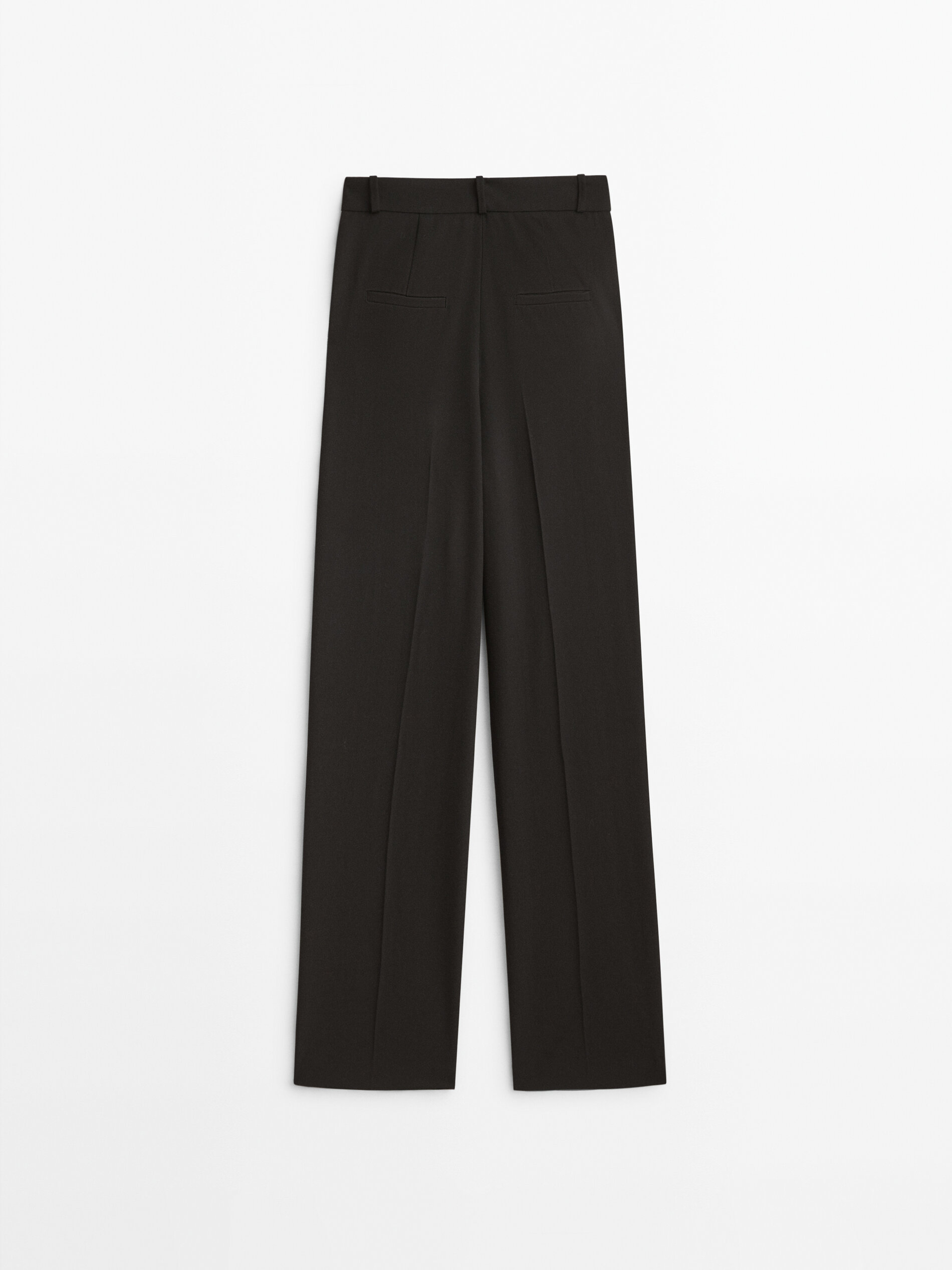 Pantalón negro recto pinzas - NEGRO