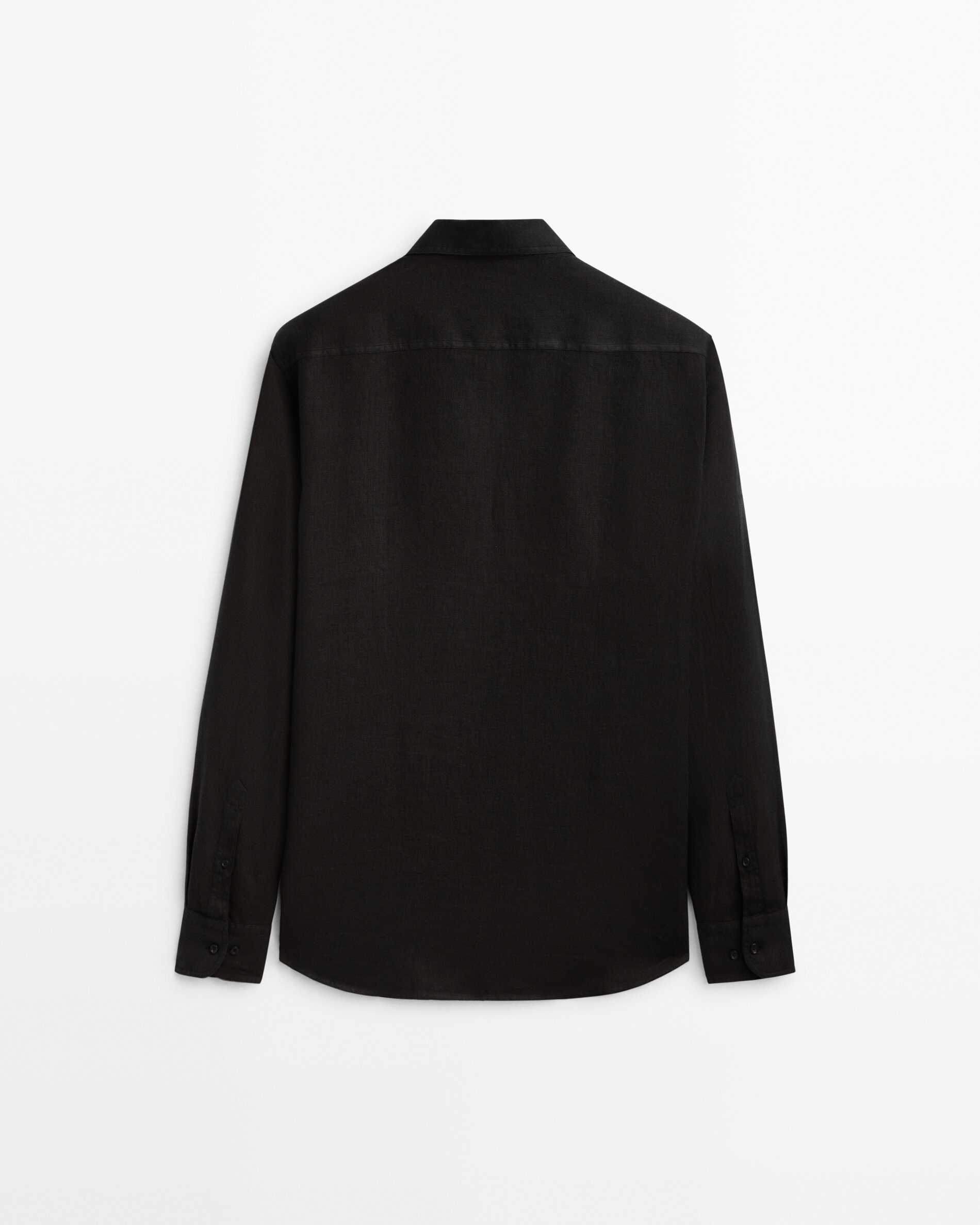 Camisa 100% lino bolsillos - NEGRO