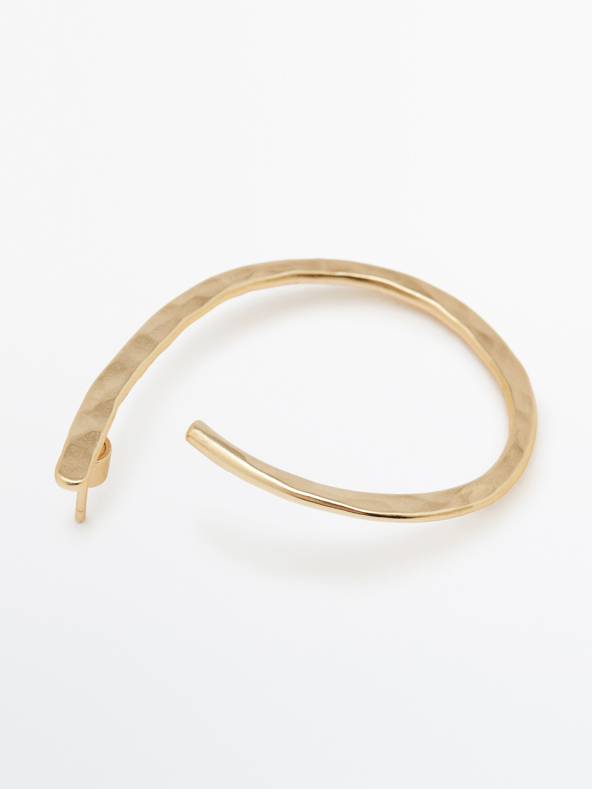 Pendientes aros ovalados textura baño oro - DORADO