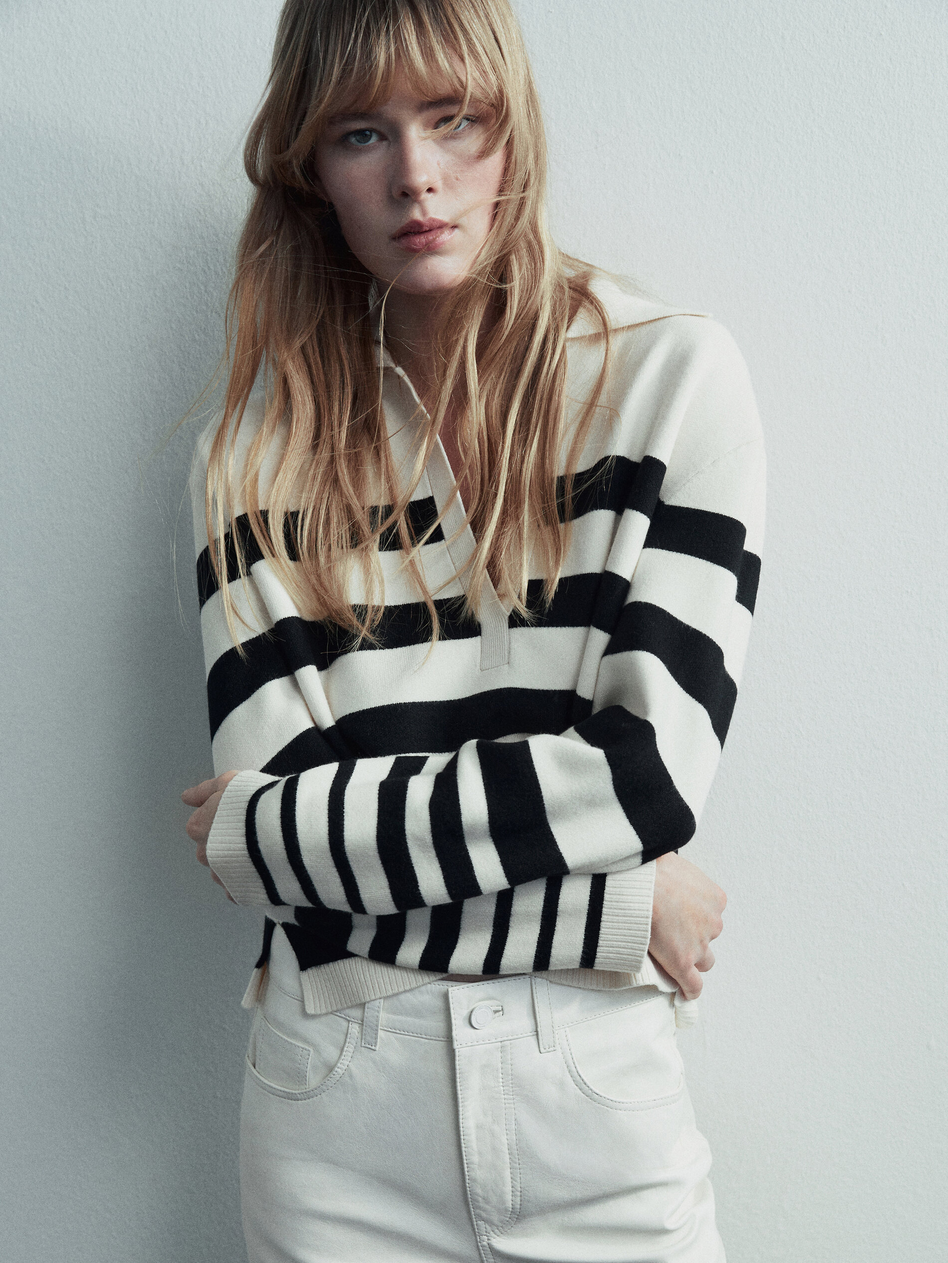 Jersey rayas cuello polo - NEGRO