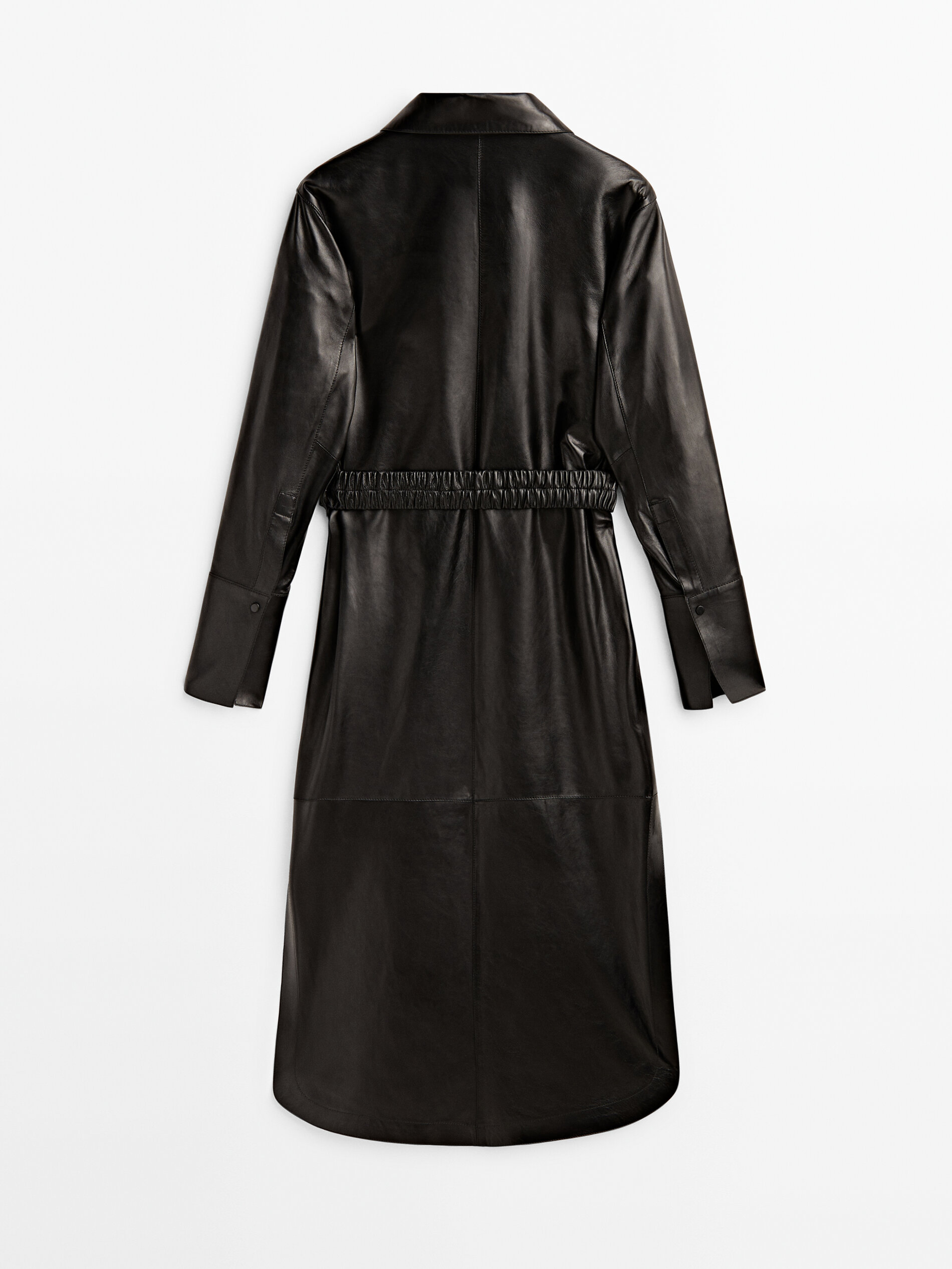 Vestido piel napa cinturón elástico - NEGRO