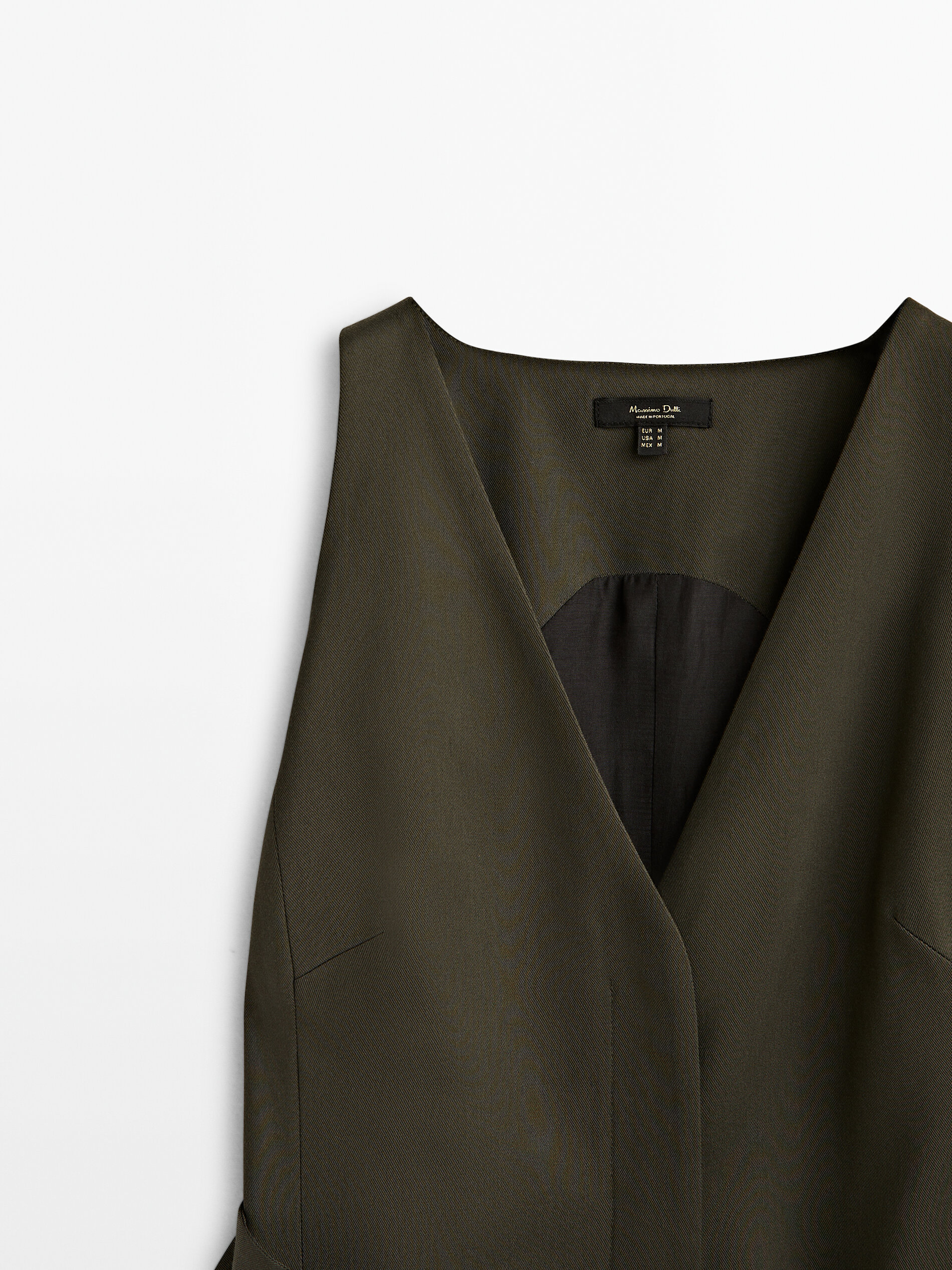 Vestido midi sastre cinturón - KAKI