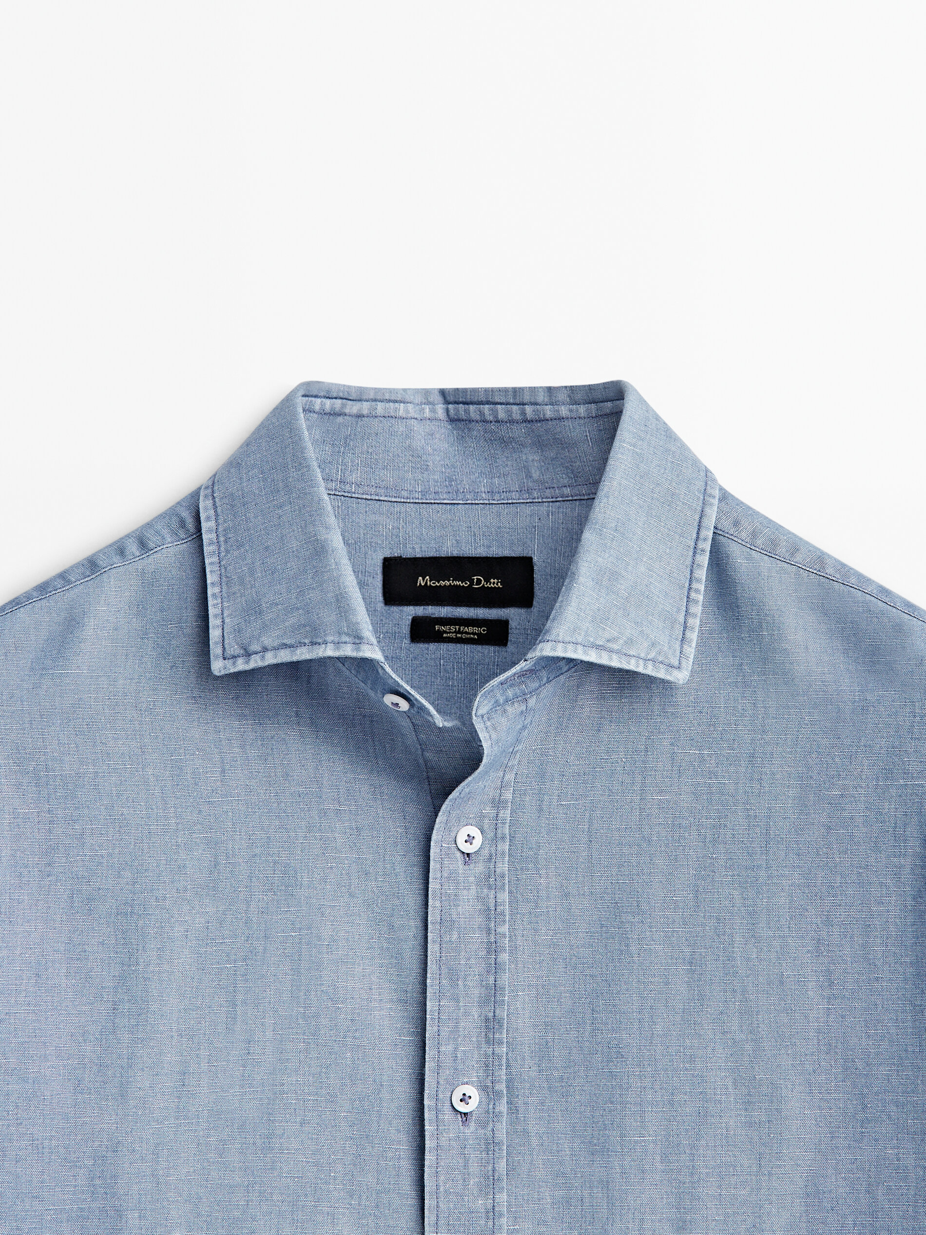 Camisa chambray slim fit - Azul Claro