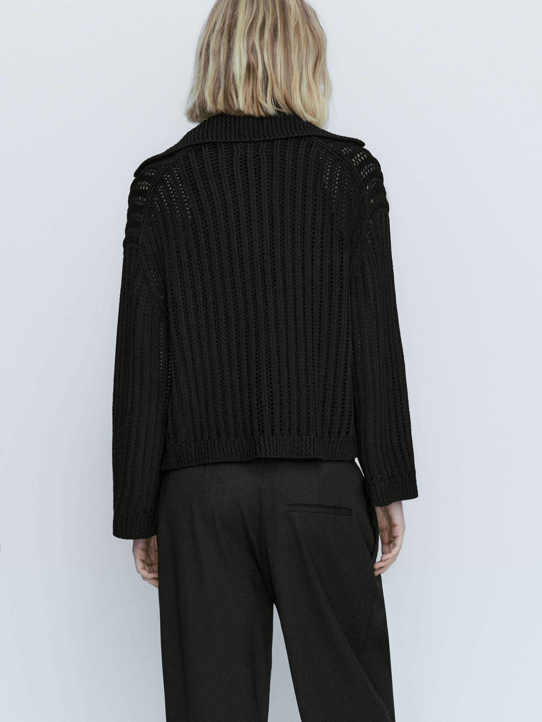 Jersey punto estructura cuello polo - NEGRO