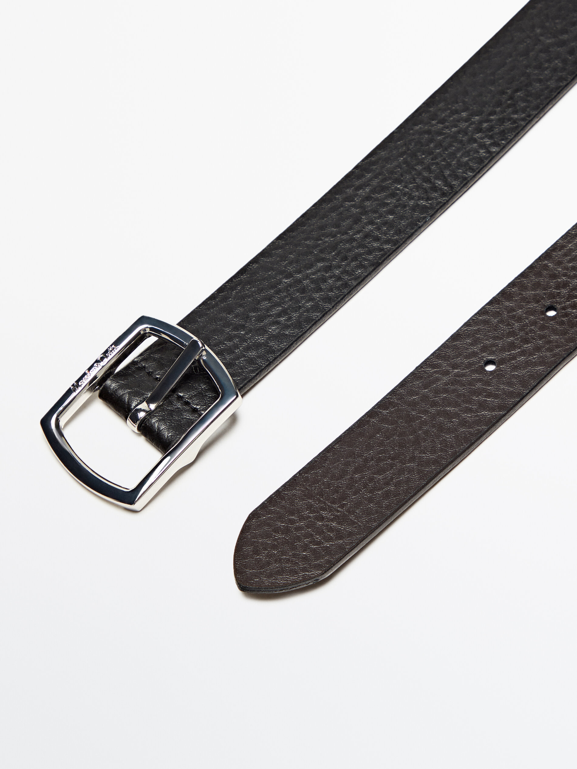 Cinturón reversible piel abatanada - NEGRO