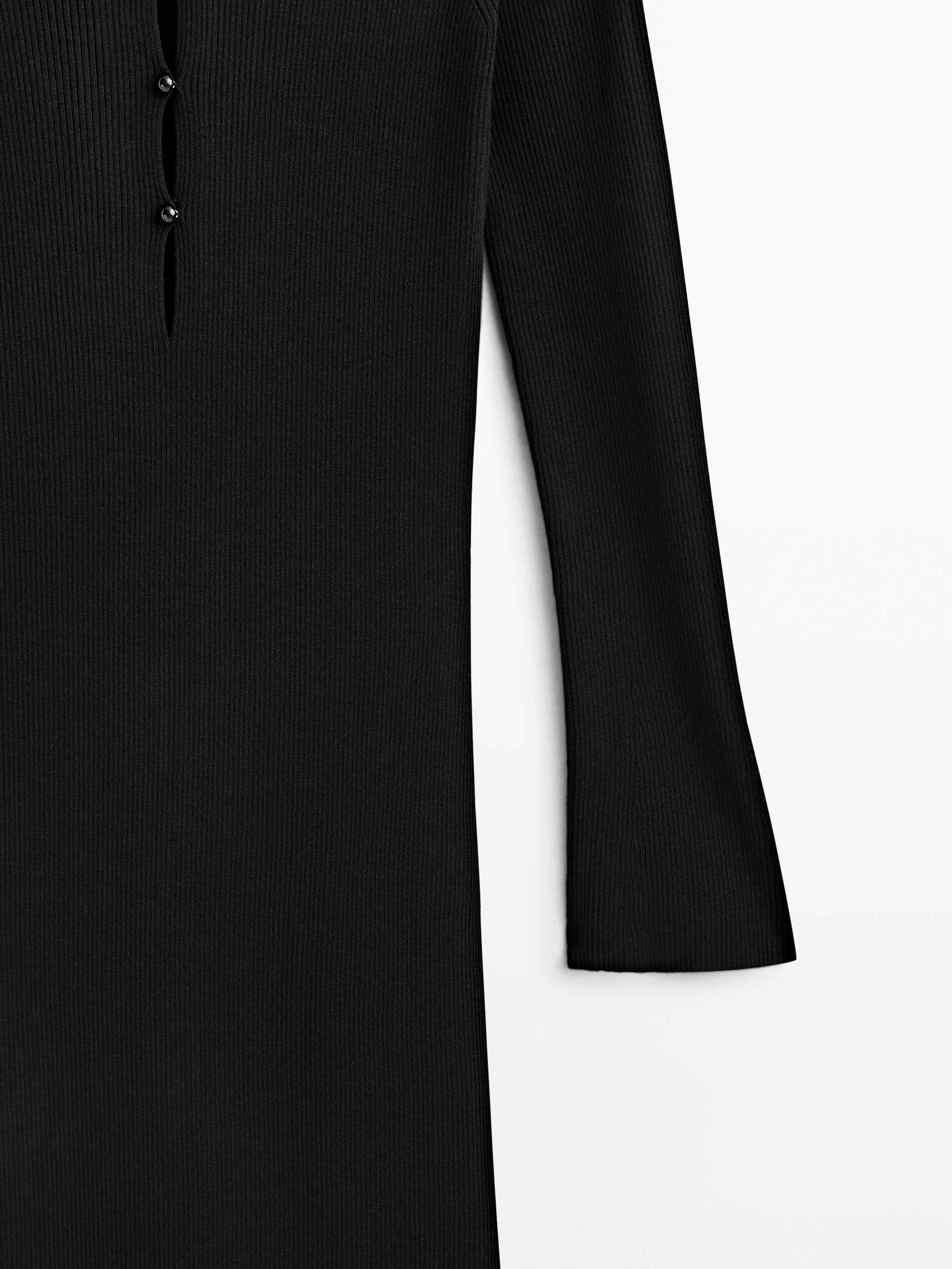 Vestido canale negro botones - NEGRO